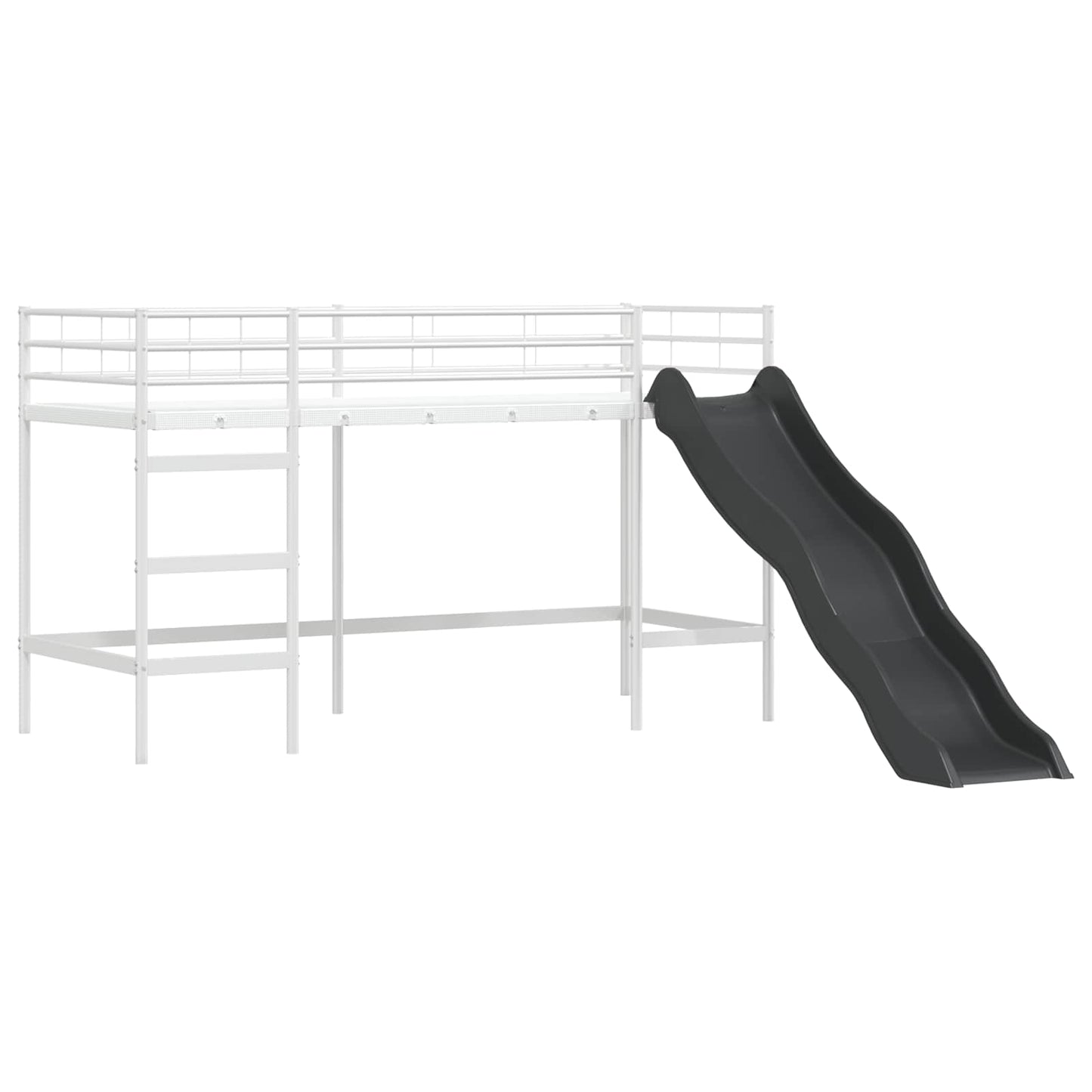 Børneseng med gardiner Ensfarvet Hvid og Blå 90 x 190 cm Metal