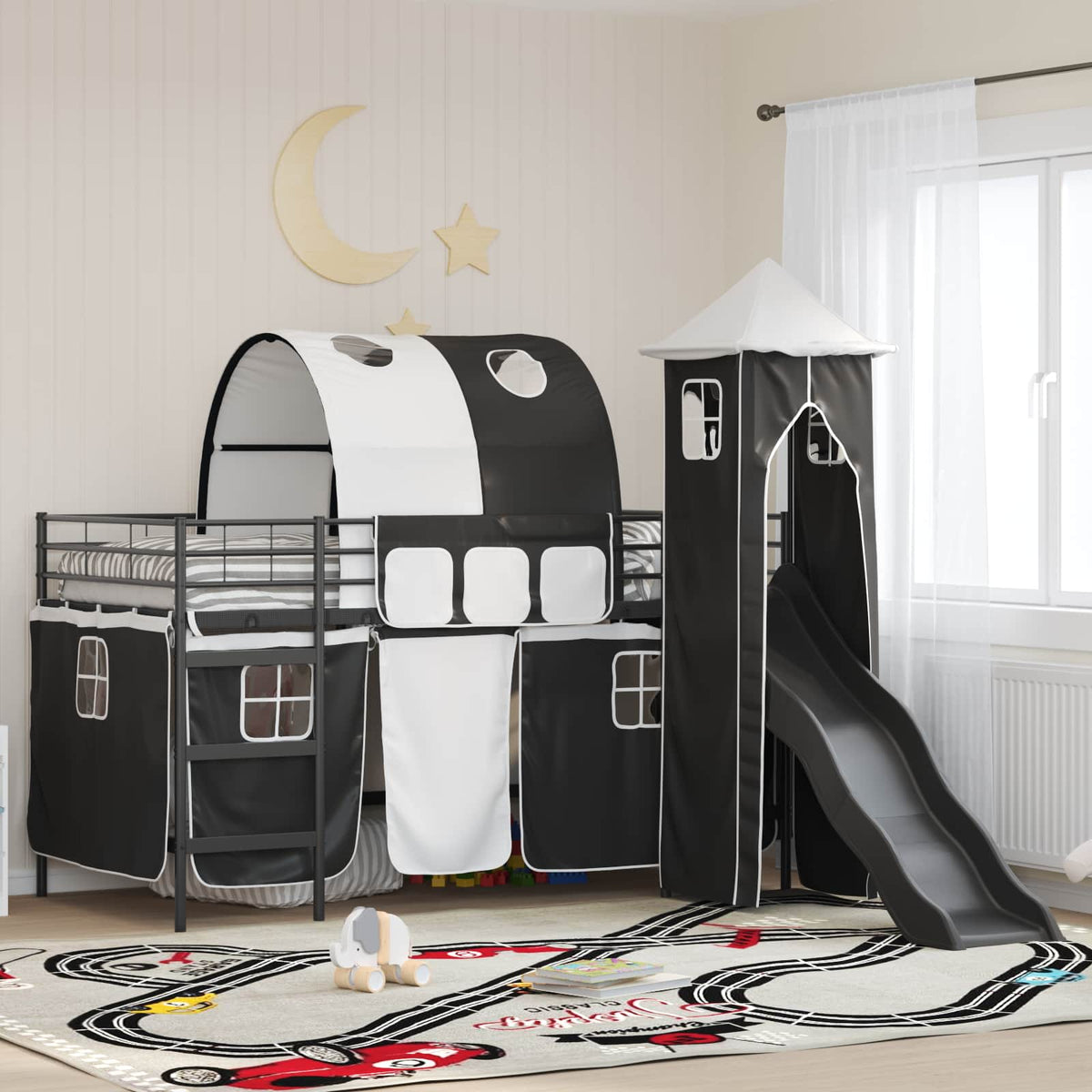 Børneseng med køjeseng Ensfarvet Sort 107 x 203 cm Metal