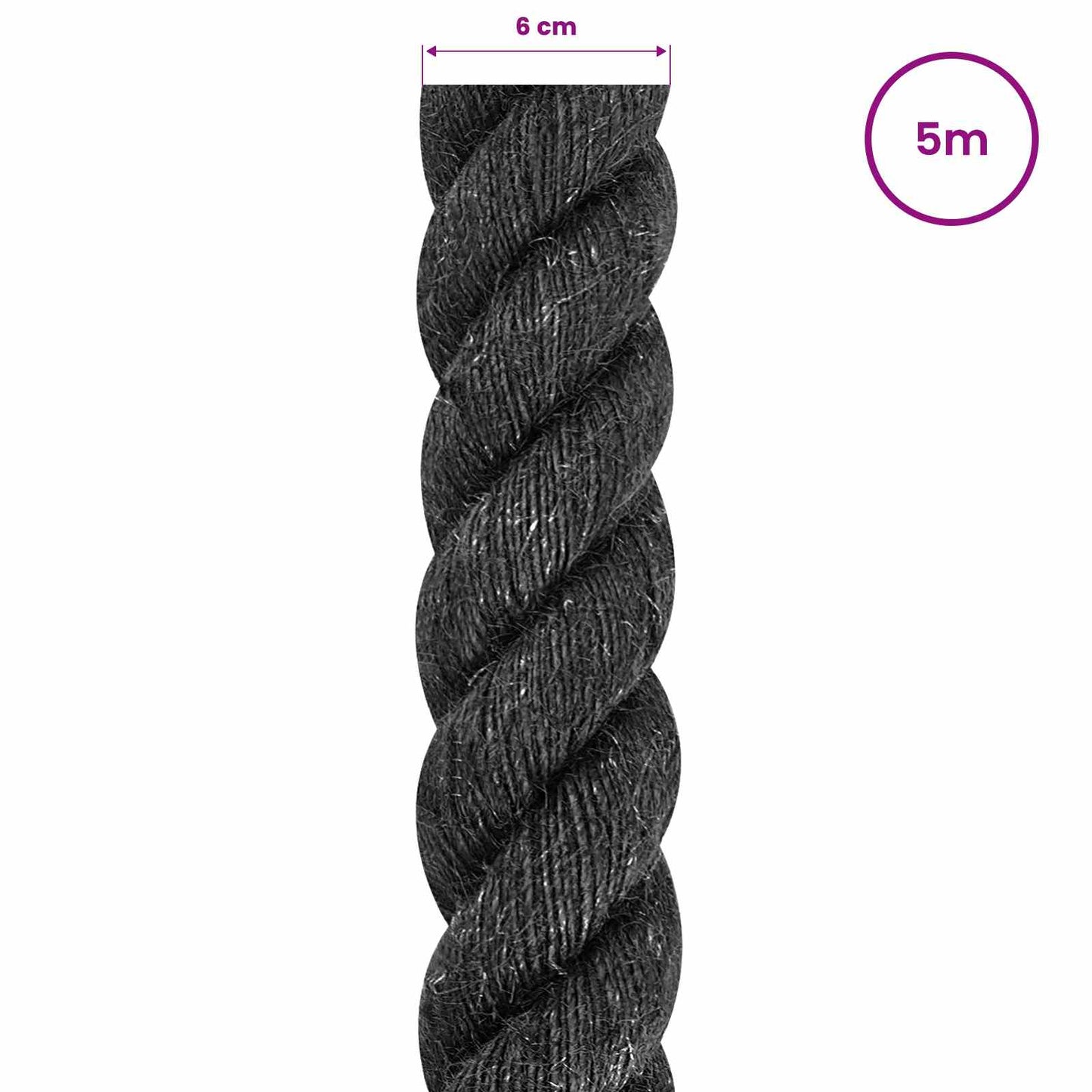 Jute reb 60 mm Sort 100% Tossa jute