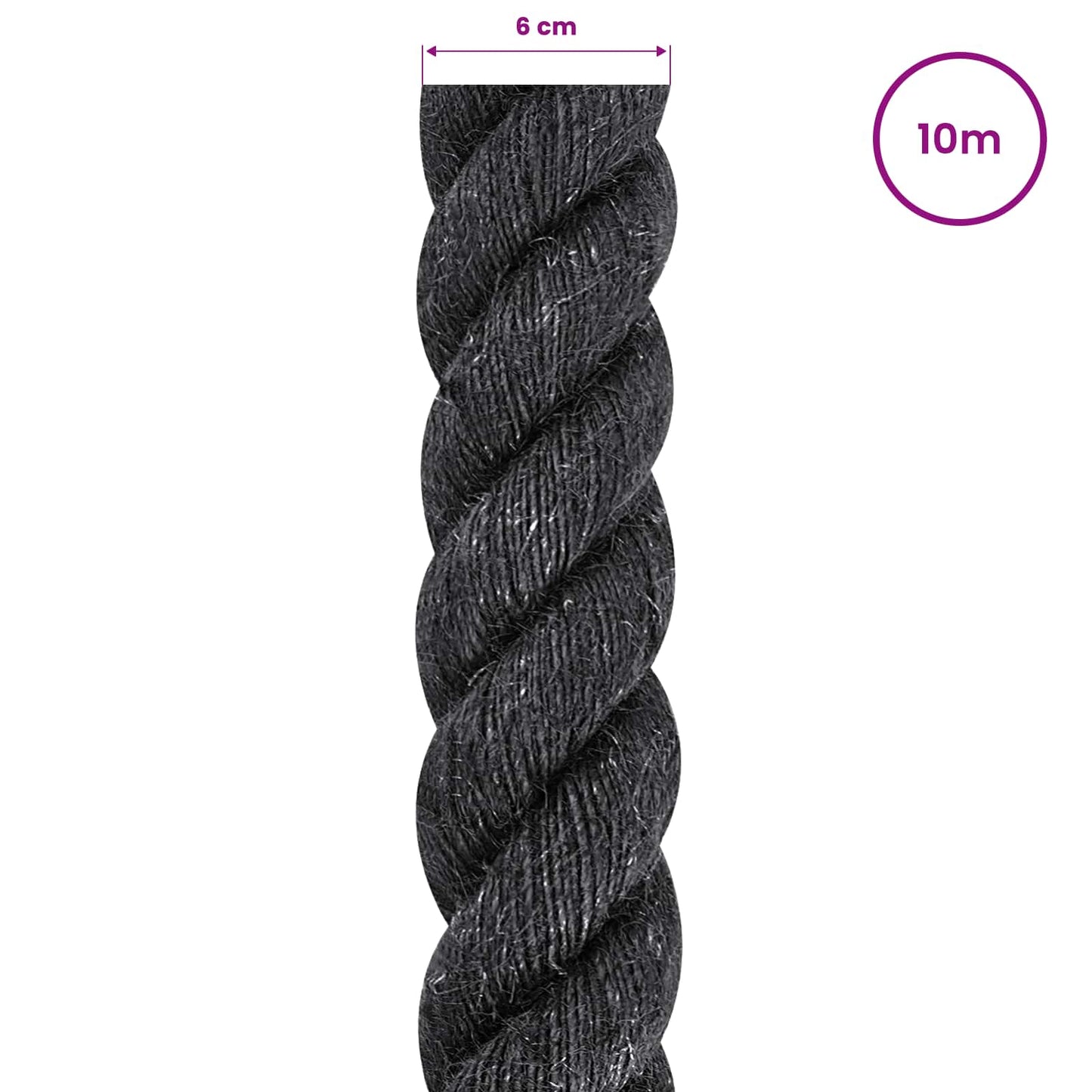 Jute reb 60 mm Sort 100% Tossa jute
