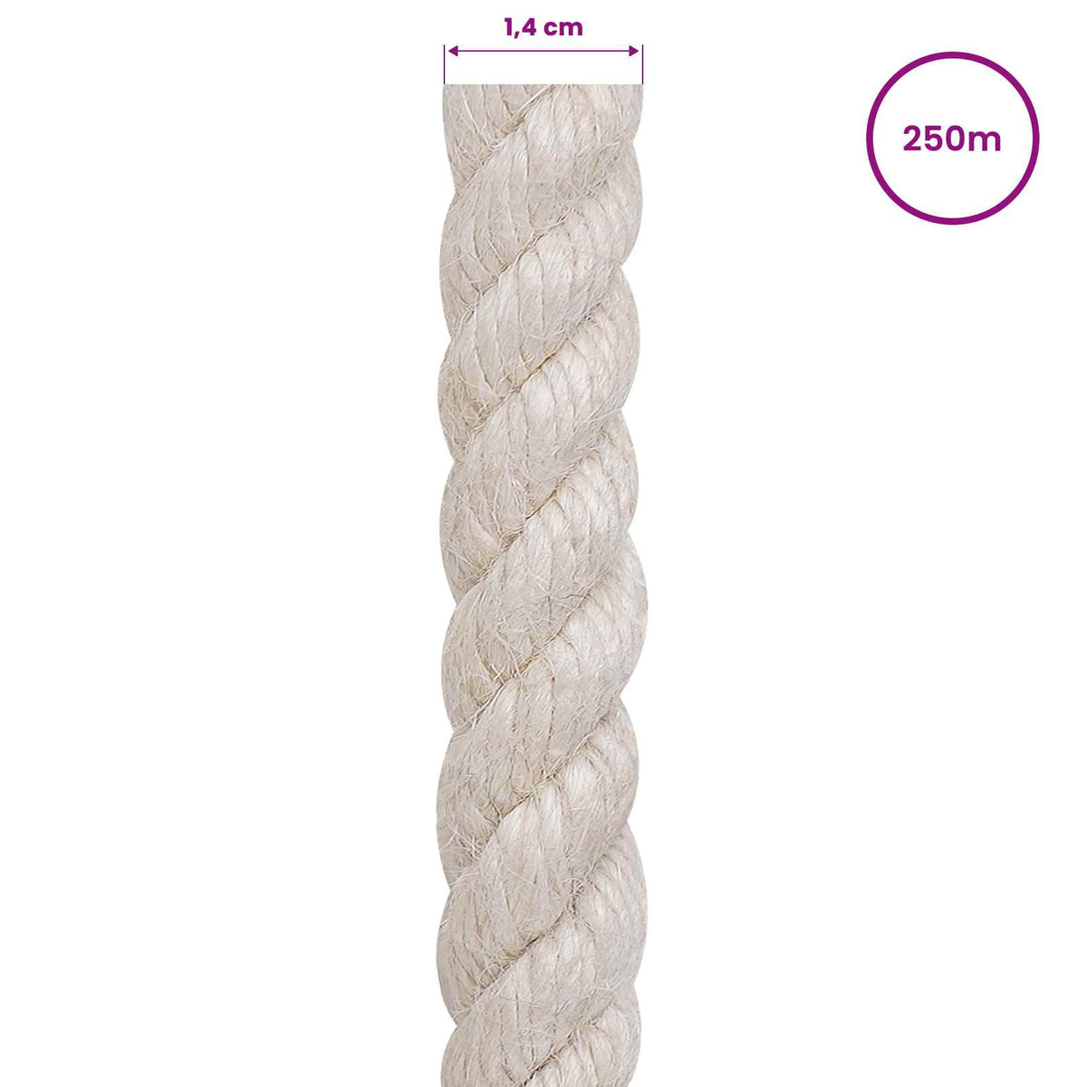 Jute reb 14 mm Hvid 100% Tossa jute