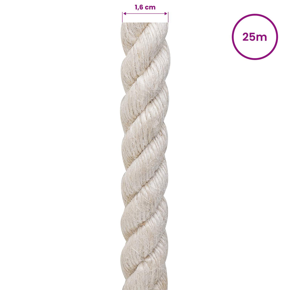Jute reb 16 mm Hvid 100% Tossa jute