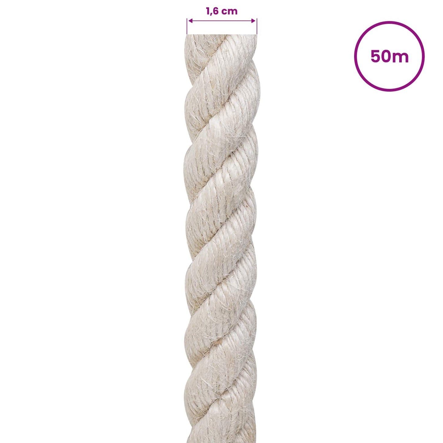 Jute reb 16 mm Hvid 100% Tossa jute