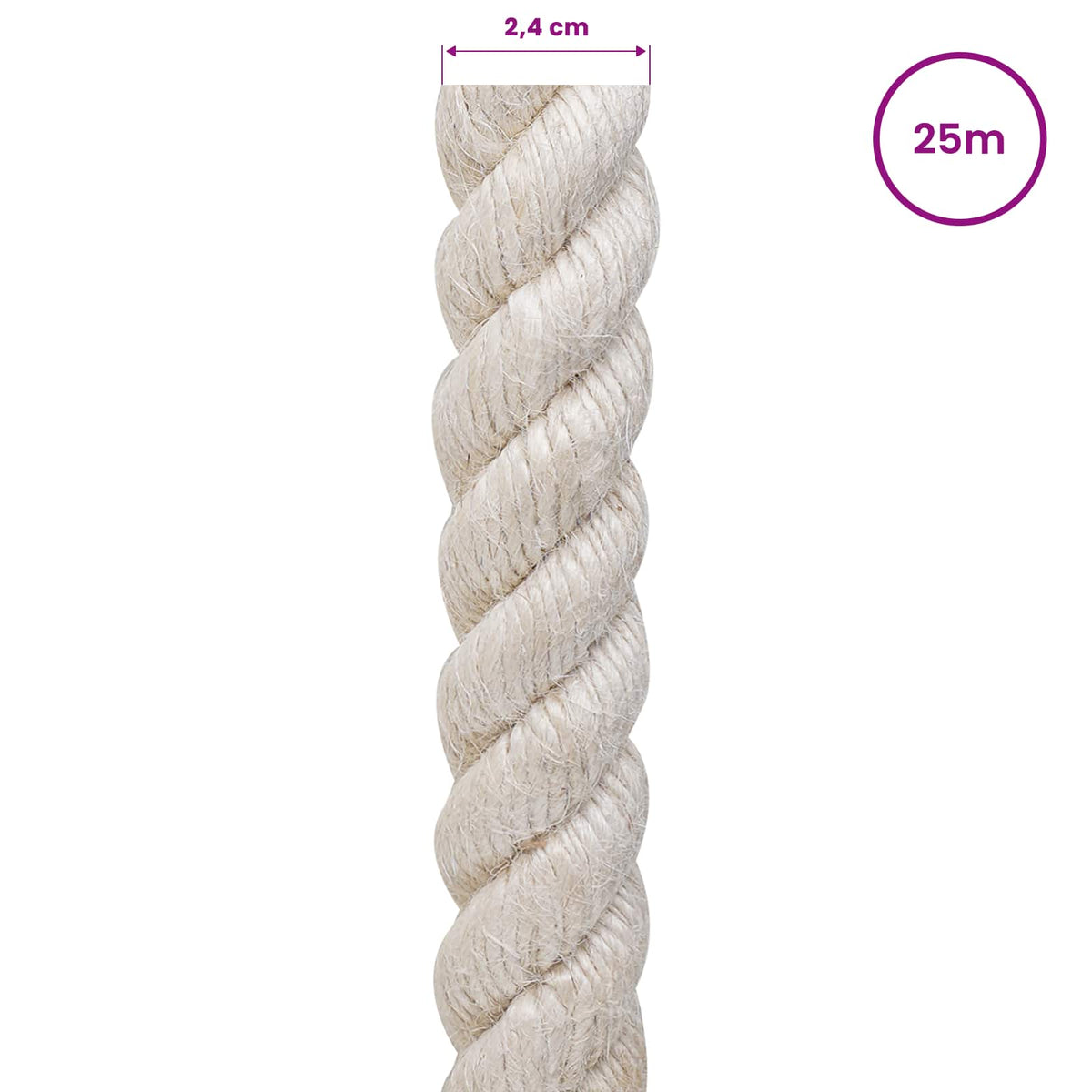 Jute reb 24 mm Hvid 100% Tossa jute
