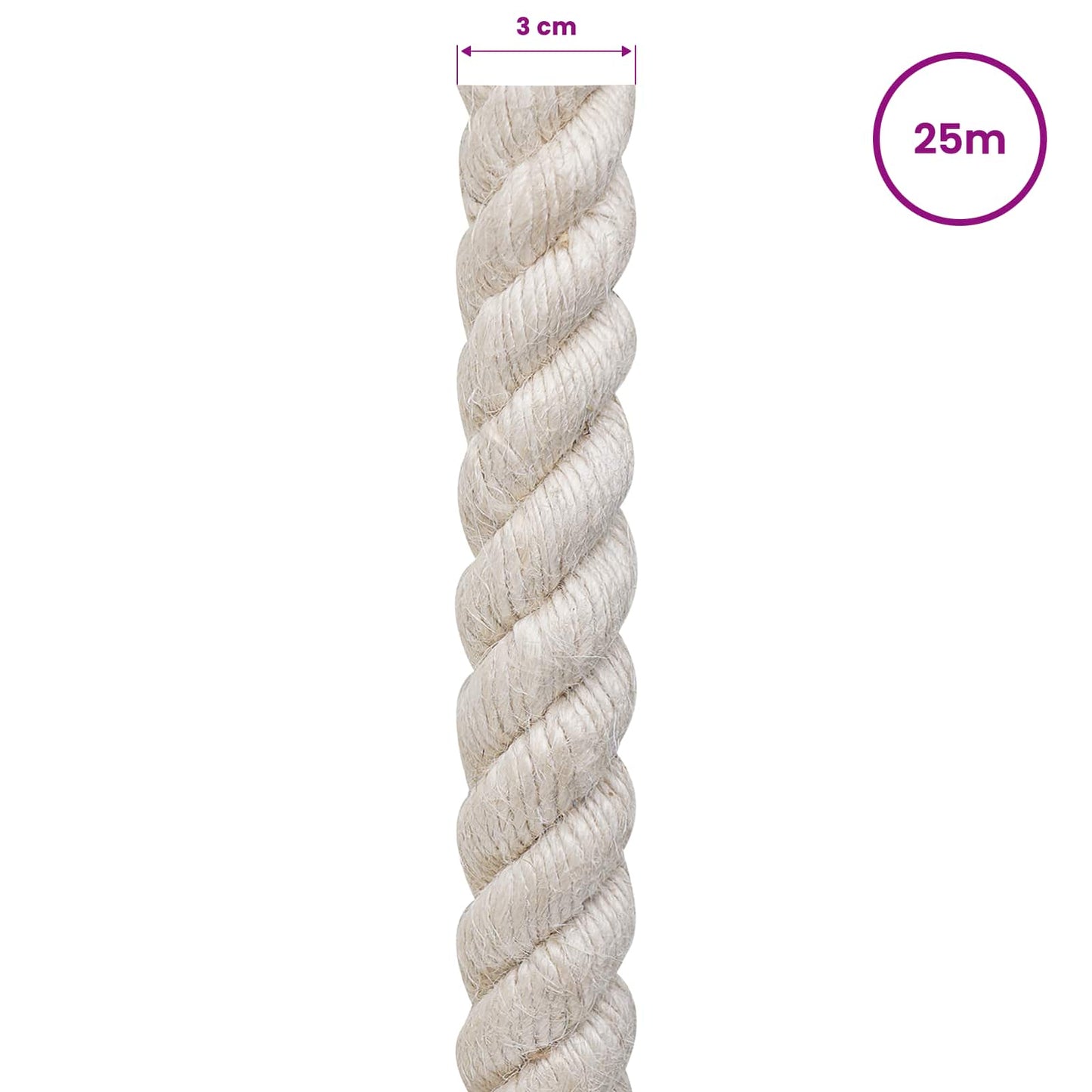 Jute reb 30 mm Hvid 100% Tossa jute