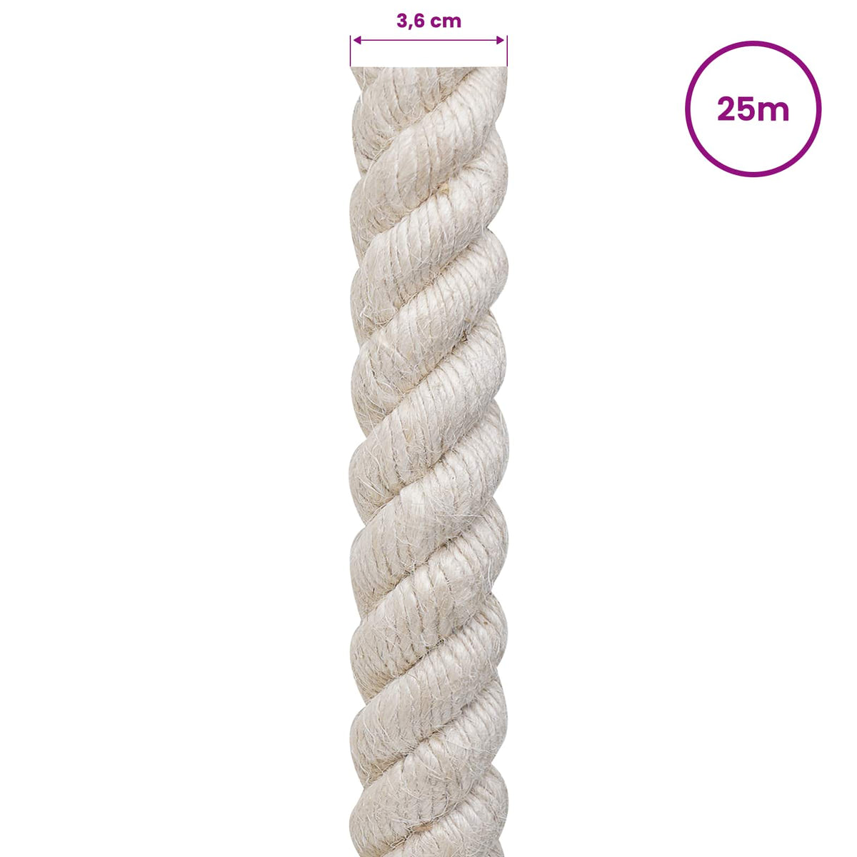 Jute reb 36 mm Hvid 100% Tossa jute
