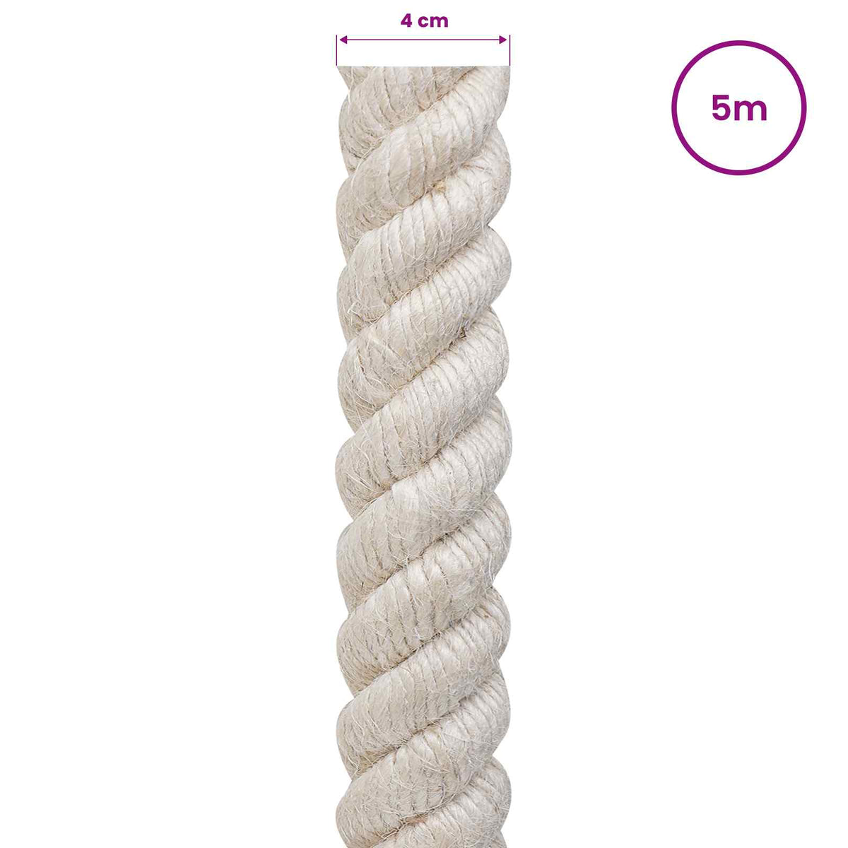 Jute reb 40 mm Hvid 100% Tossa jute