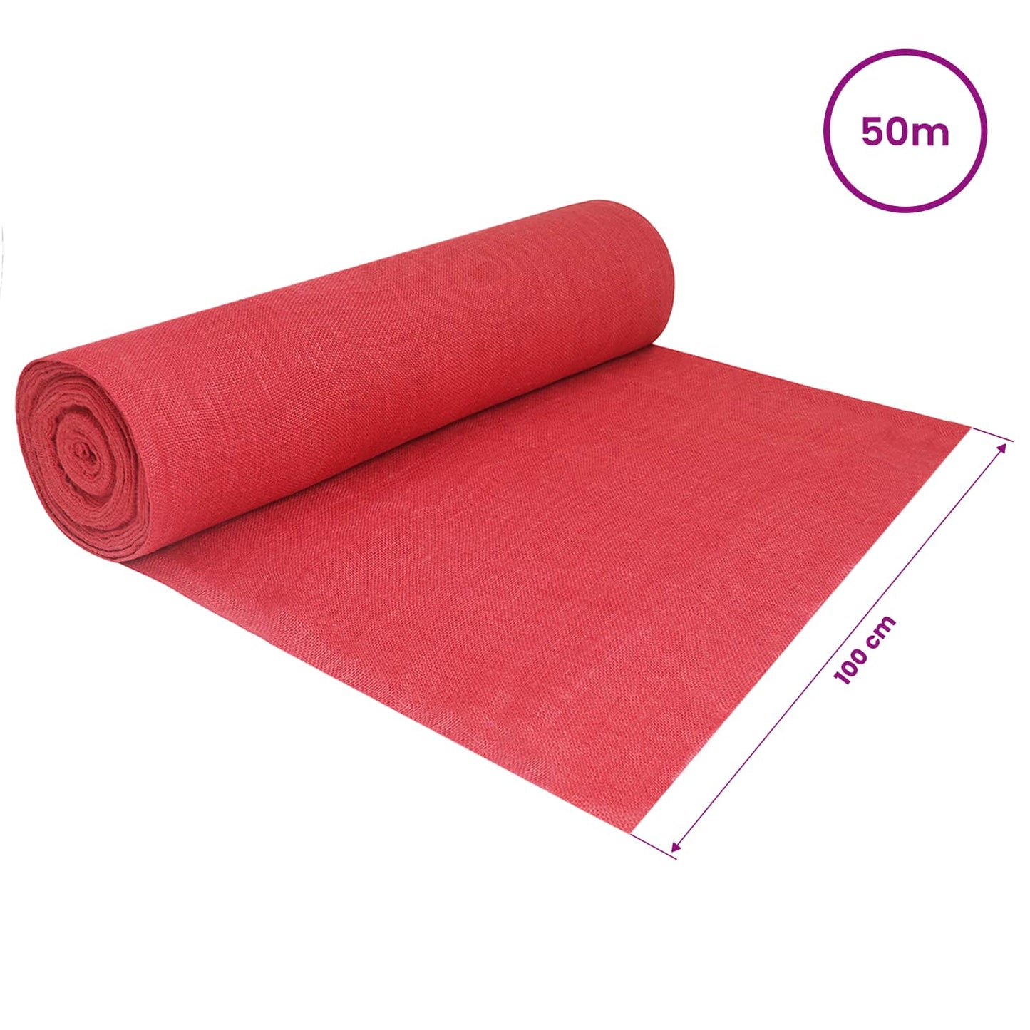 Jute Rulle 200 x 5000 cm Rød