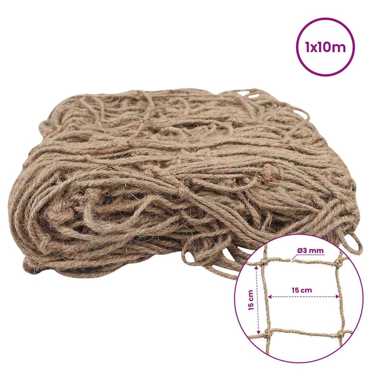 Jute Plante Støtte Net Naturfarvet 1 x 10 m 100% Tossa Jute