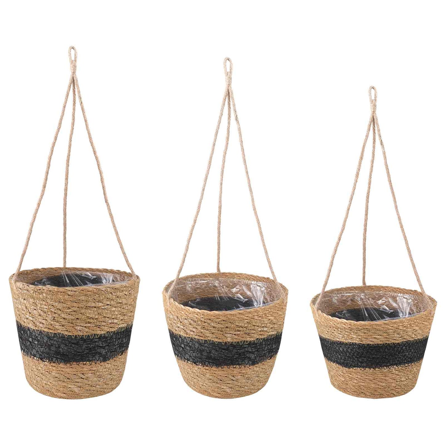 3 stk. Naturfarvet og sort Ø26 x 19 cm 100% Søgræs