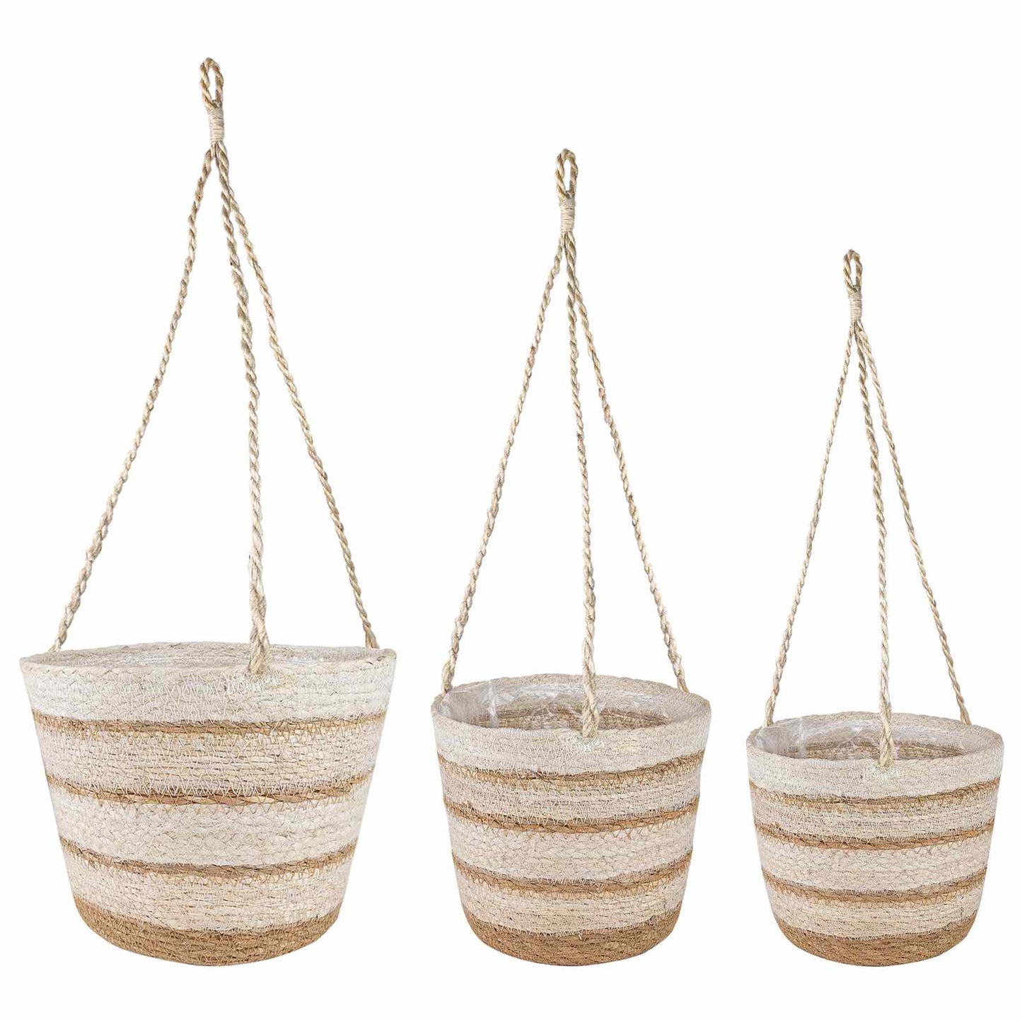 3 stk. Naturlig, hvid og beige Ø26 x 19 cm 100% Søgræs
