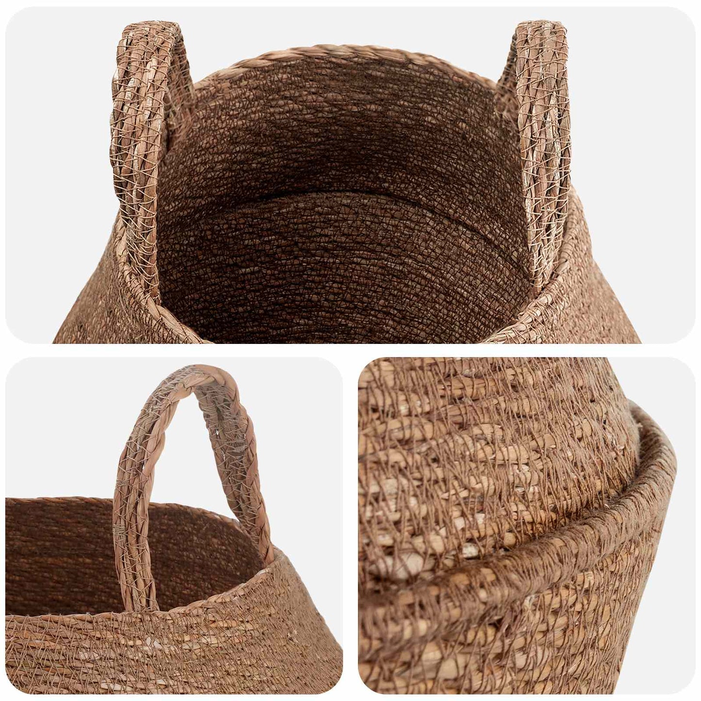 Plantekrukke med håndtag Naturfarvet Ø 22 x 20 cm 100% Søgræs