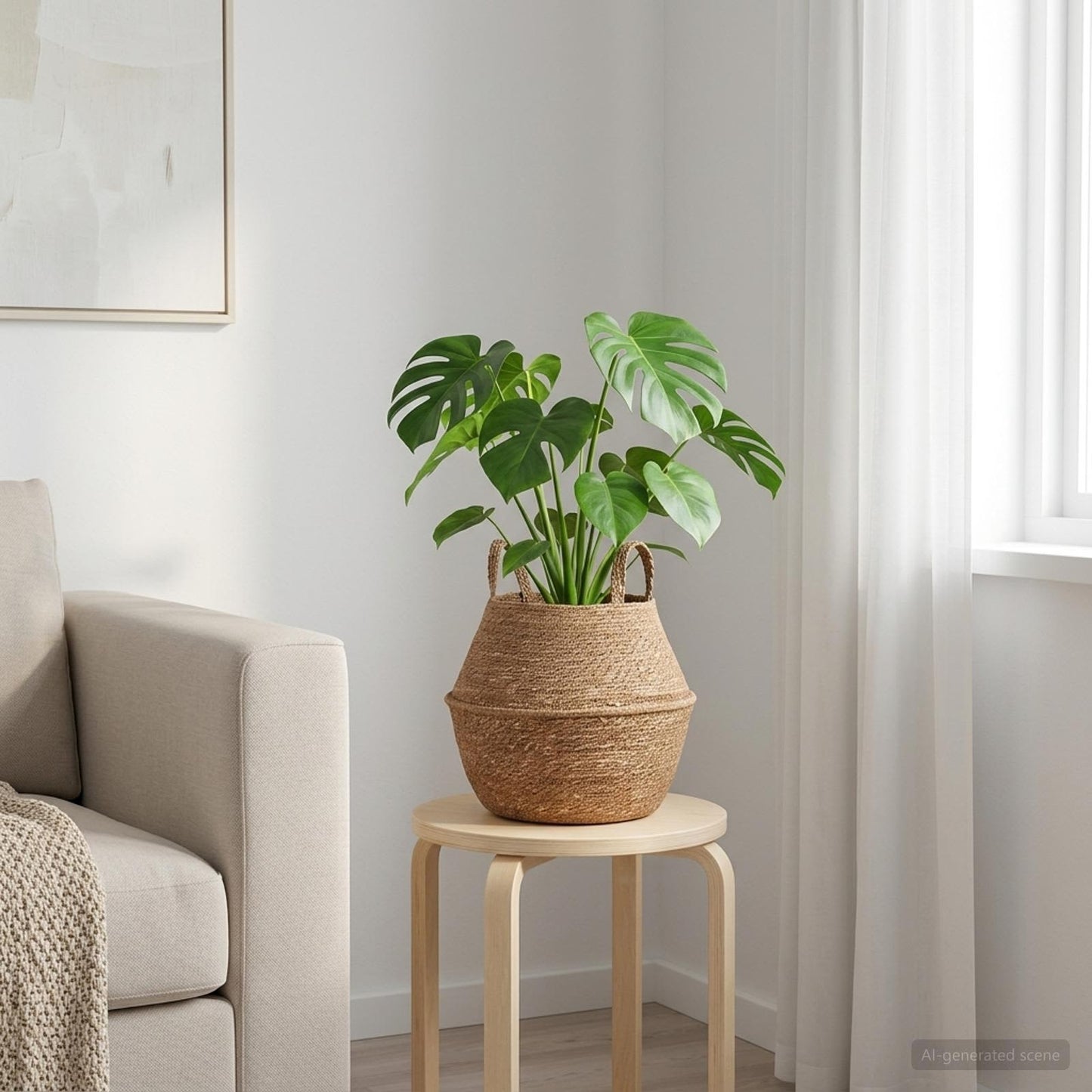 Plantekrukke med håndtag Naturfarvet Ø 22 x 20 cm 100% Søgræs