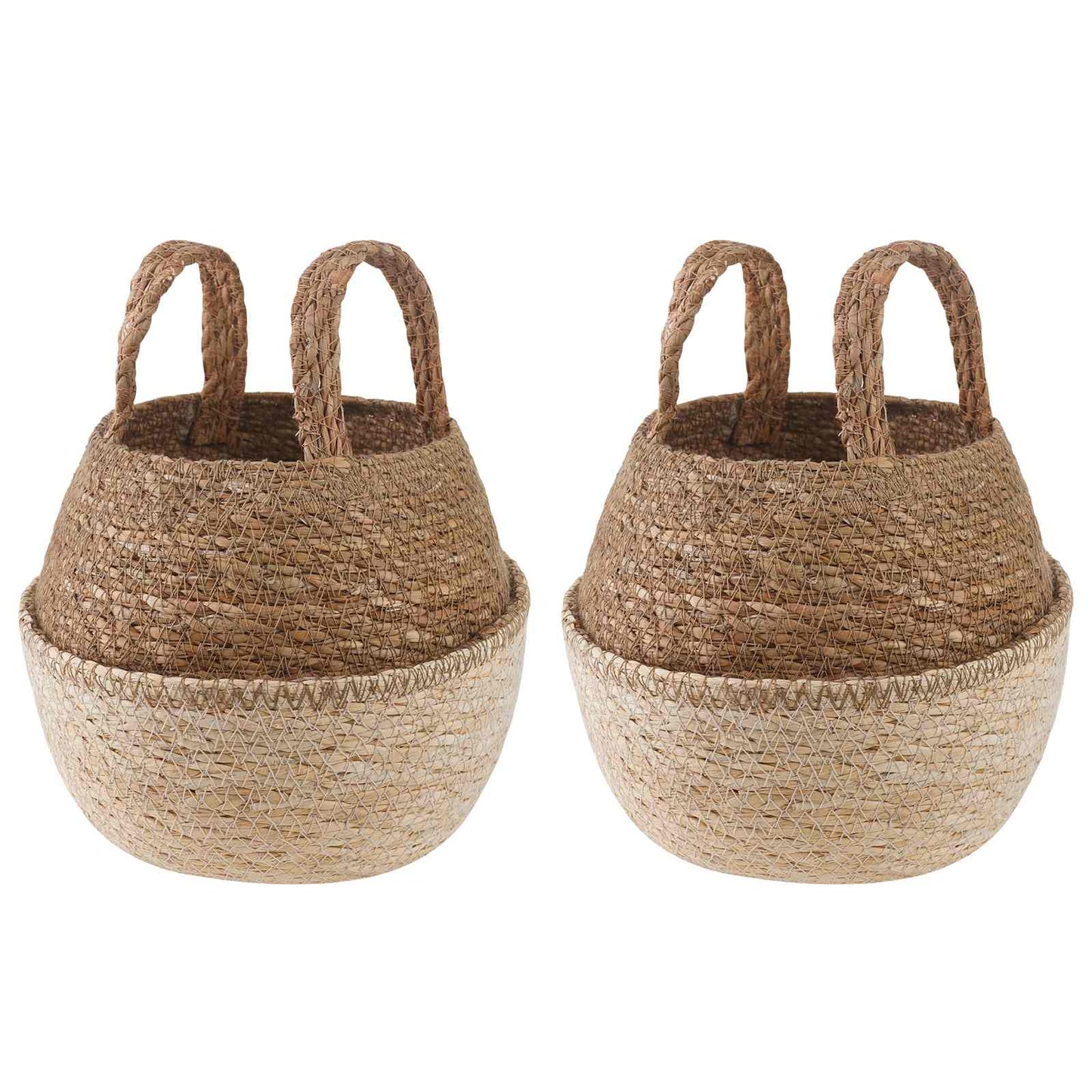 Plantekrukke med håndtag 2 stk. Hvid Ø 22 x 20 cm 100% Søgræs