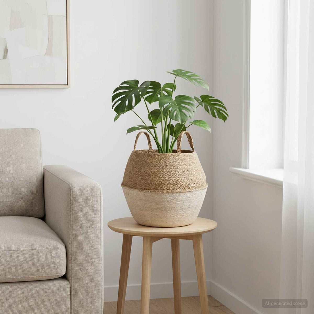 Plantekrukke med håndtag Hvid Ø 32 x 32 cm 100% Søgræs