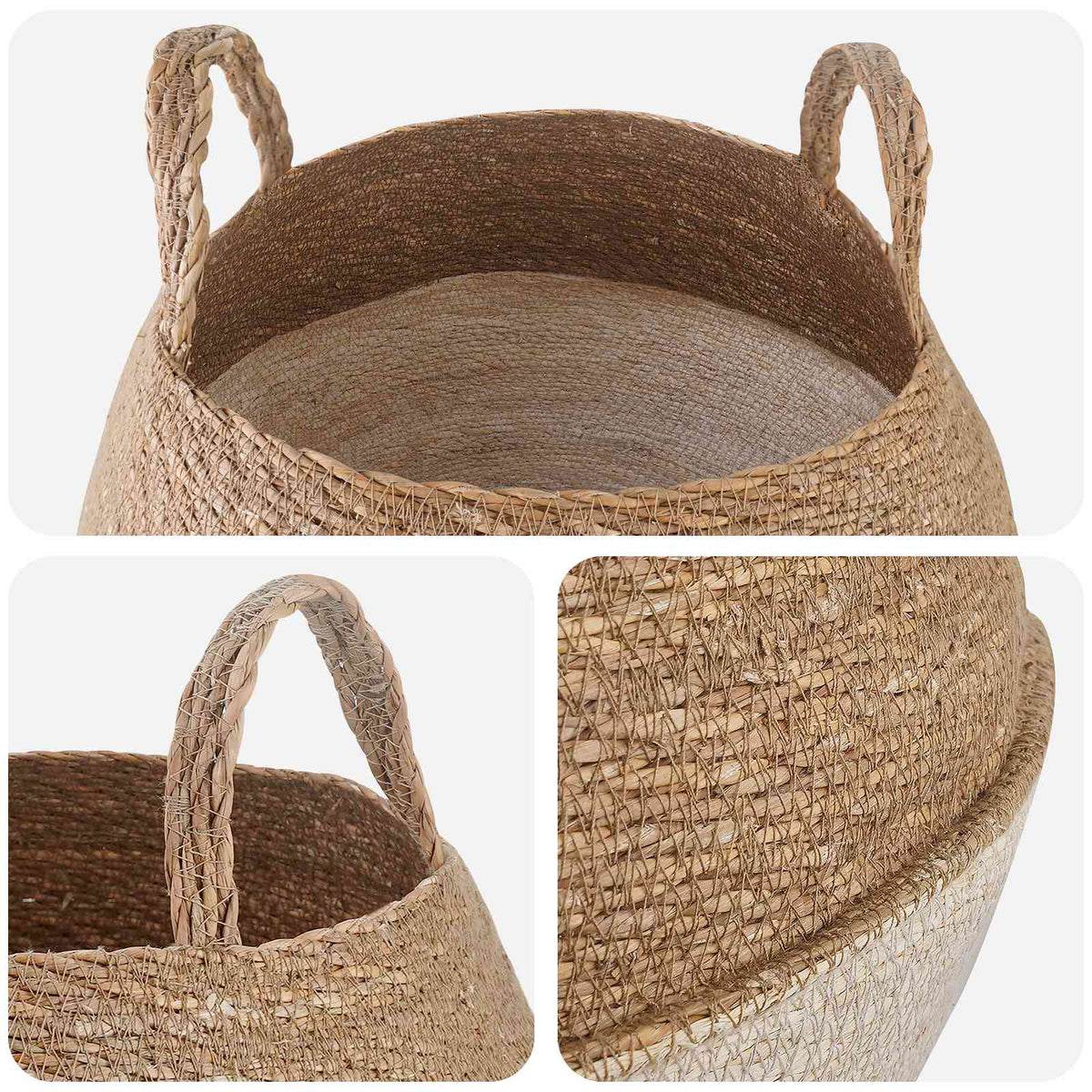 Plantekrukke med håndtag 2 stk. Hvid Ø 45 x 36 cm 100% Søgræs