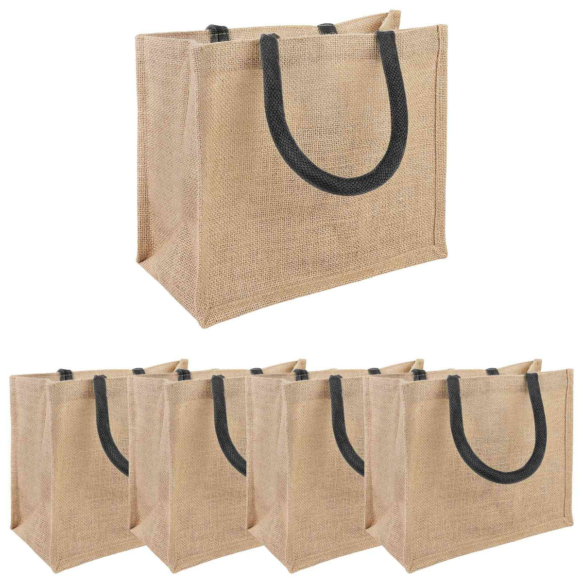 Jute tasker 5 Naturfarvet og sort 26 x 22 x 14 cm