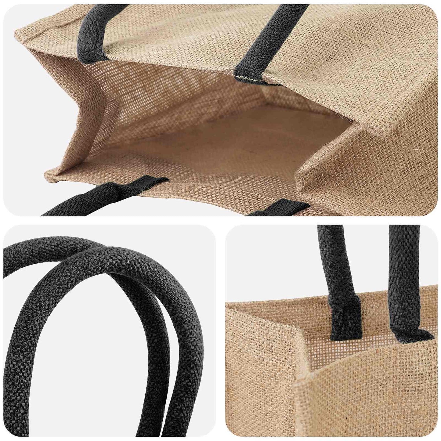 Jute tasker 10 Naturfarvet og sort 26 x 22 x 14 cm