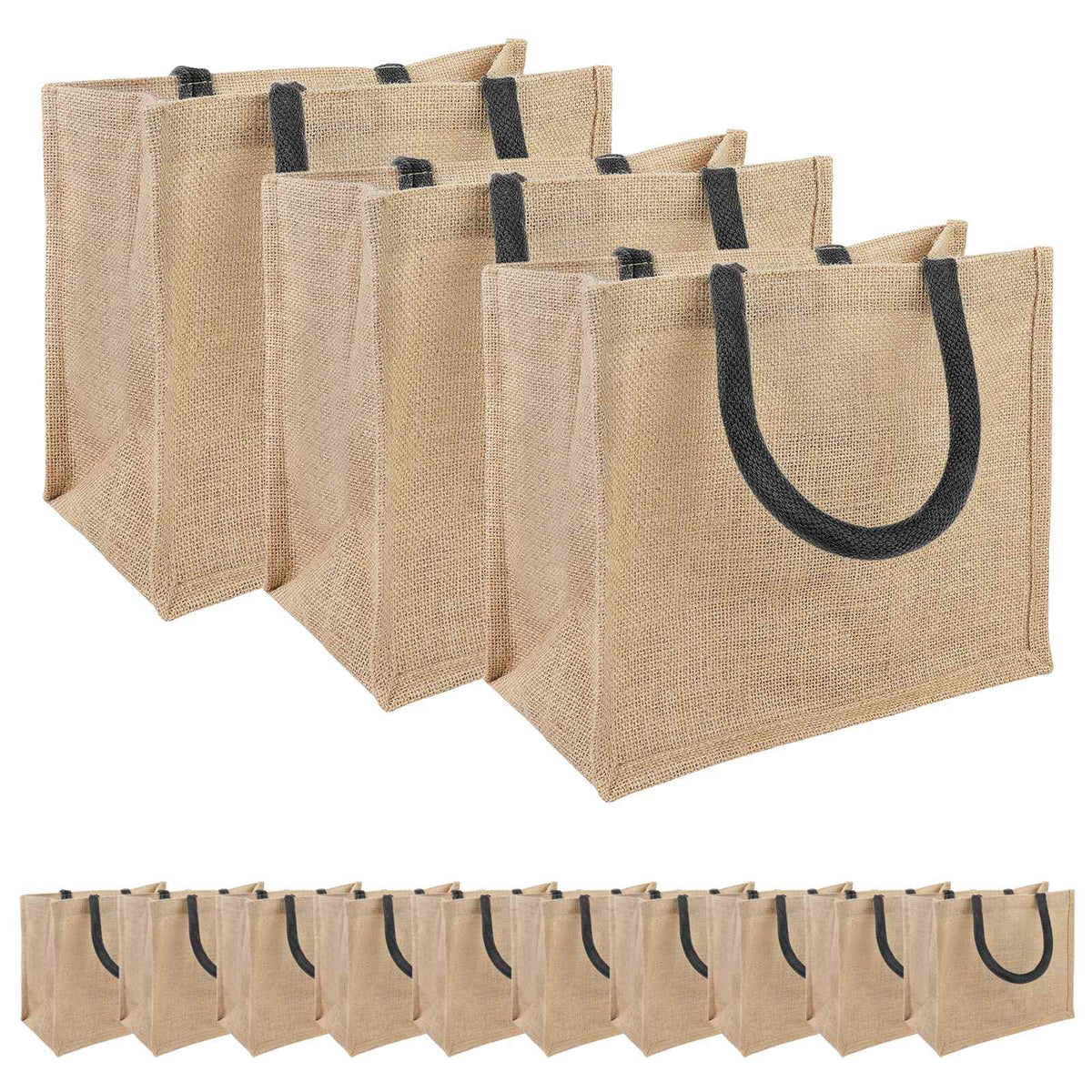 Jute tasker 50 Naturfarvet og sort 26 x 22 x 14 cm