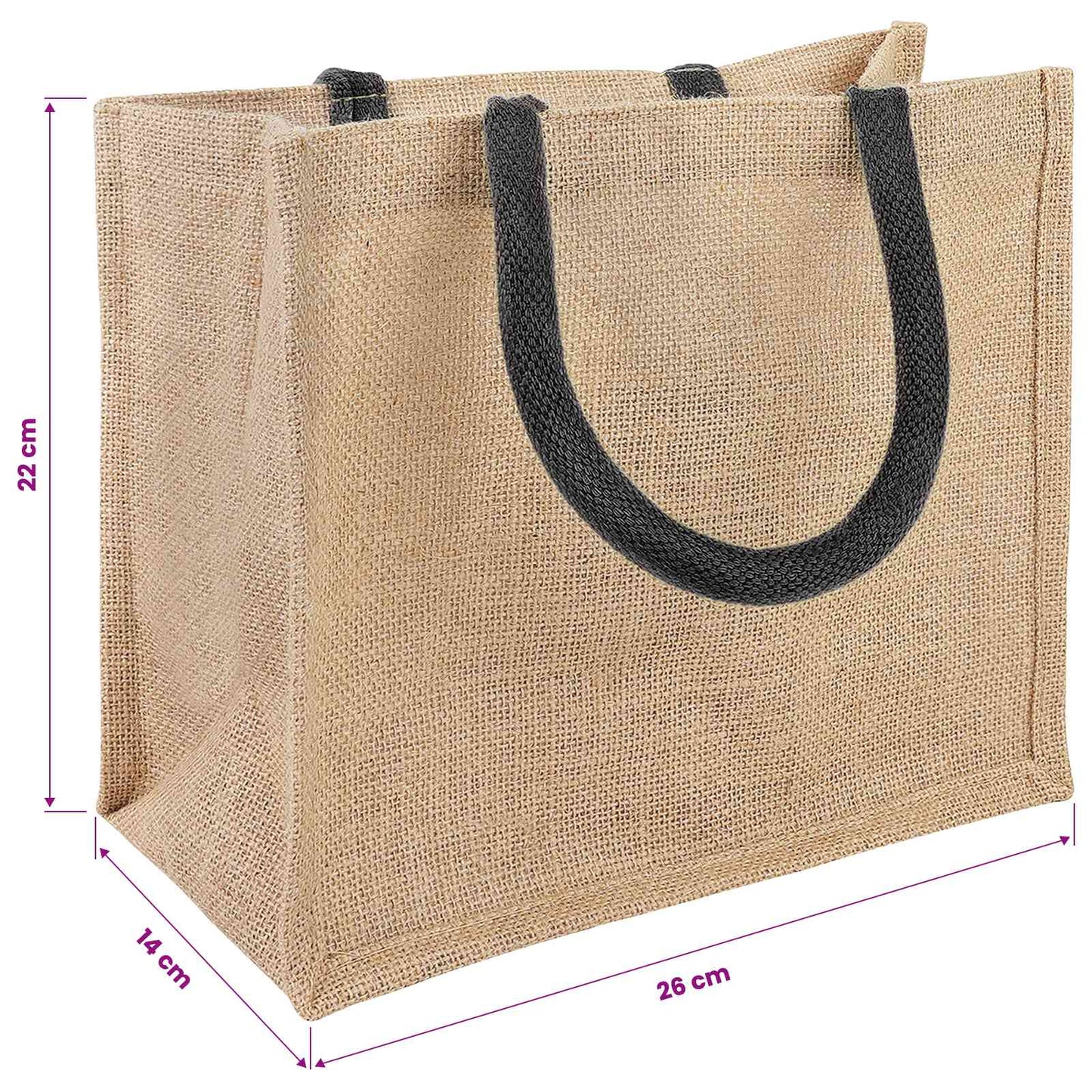 Jute tasker 50 Naturfarvet og sort 26 x 22 x 14 cm