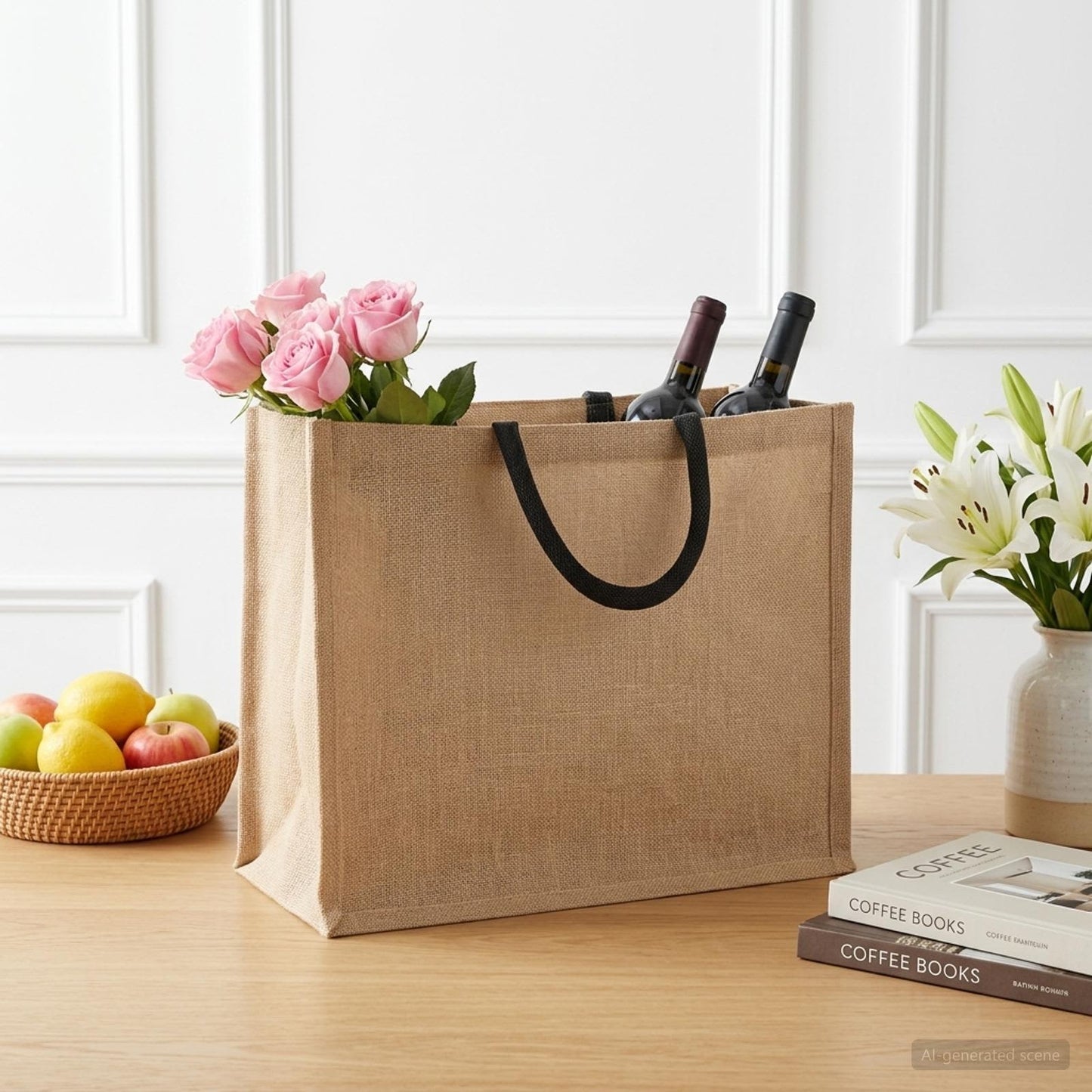 Jute tasker 10 Naturfarvet og sort 42 x 33 x 19 cm