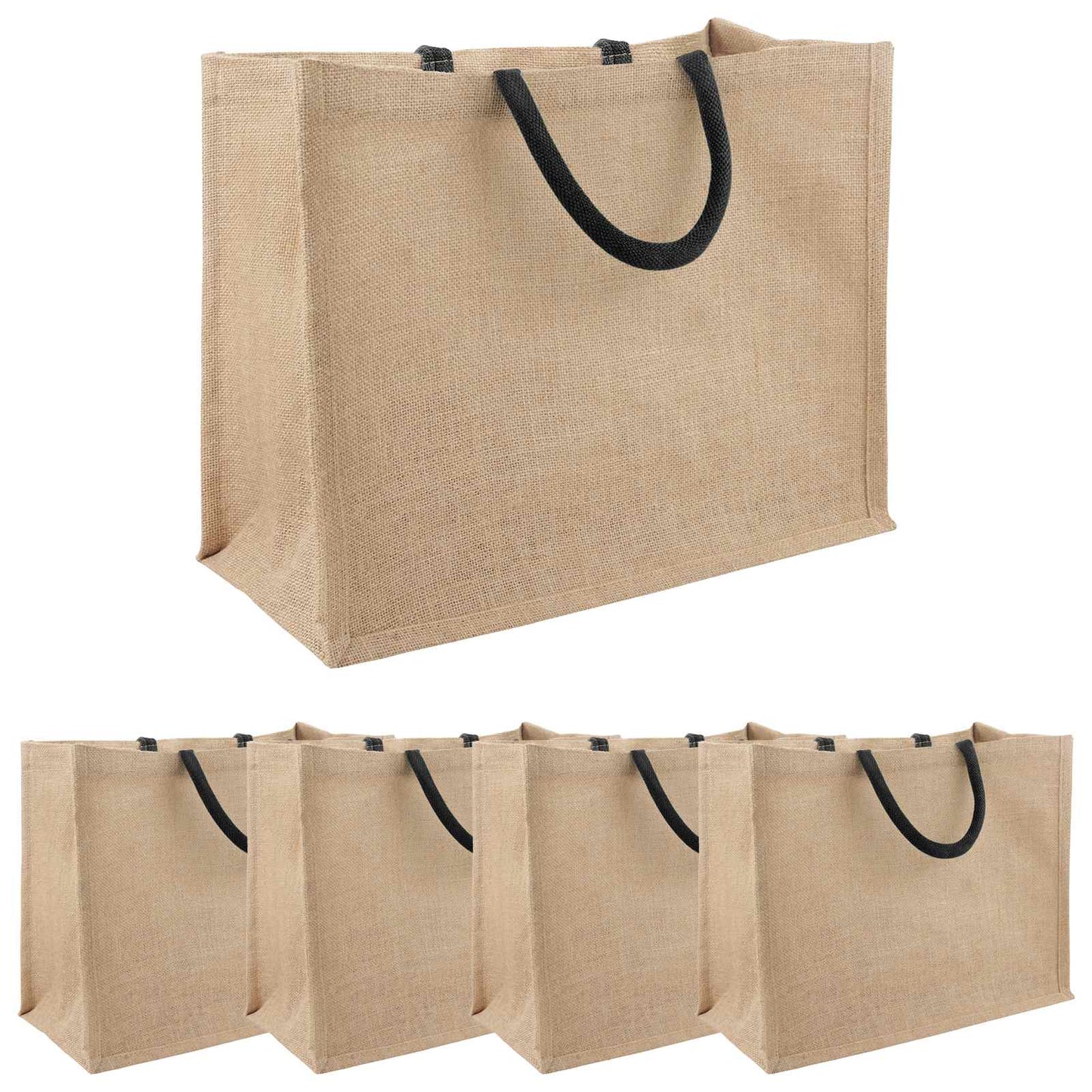Jute tasker 5 Naturfarvet og sort 42 x 33 x 19 cm