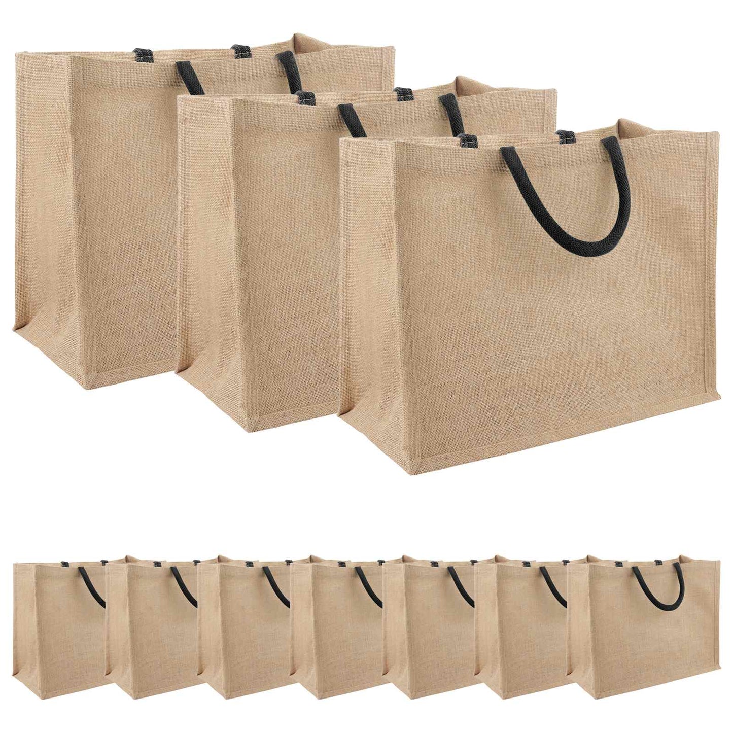 Jute tasker 10 Naturfarvet og sort 42 x 33 x 19 cm