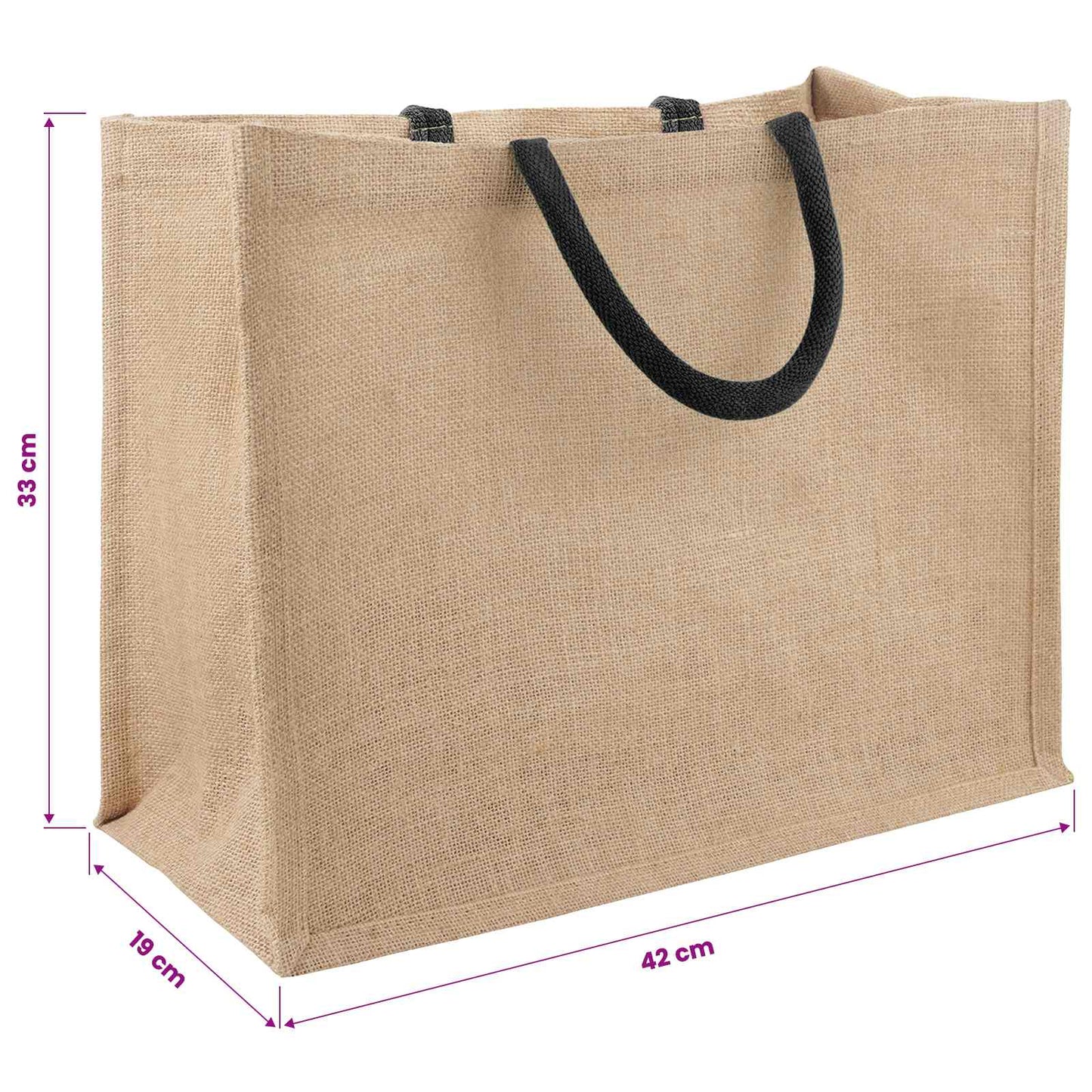 Jute tasker 50 Naturfarvet og sort 42 x 33 x 19 cm