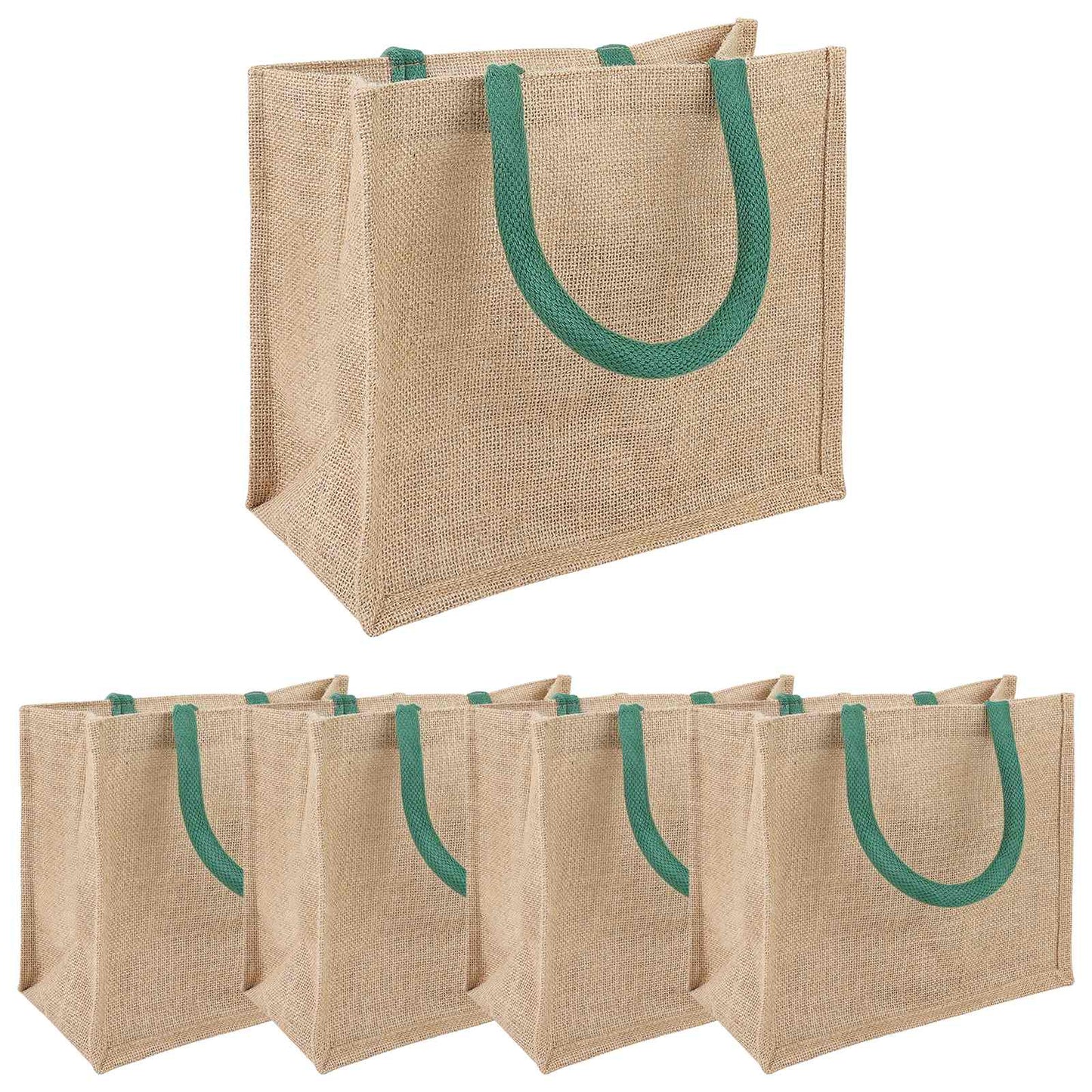 Jute tasker 5 Naturlig og Grøn 26 x 22 x 14 cm 100% Tossa Jute