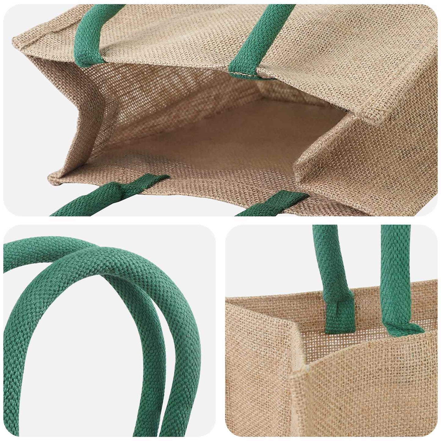 Jute tasker 10 Naturlig og Grøn 26 x 22 x 14 cm 100% Tossa Jute
