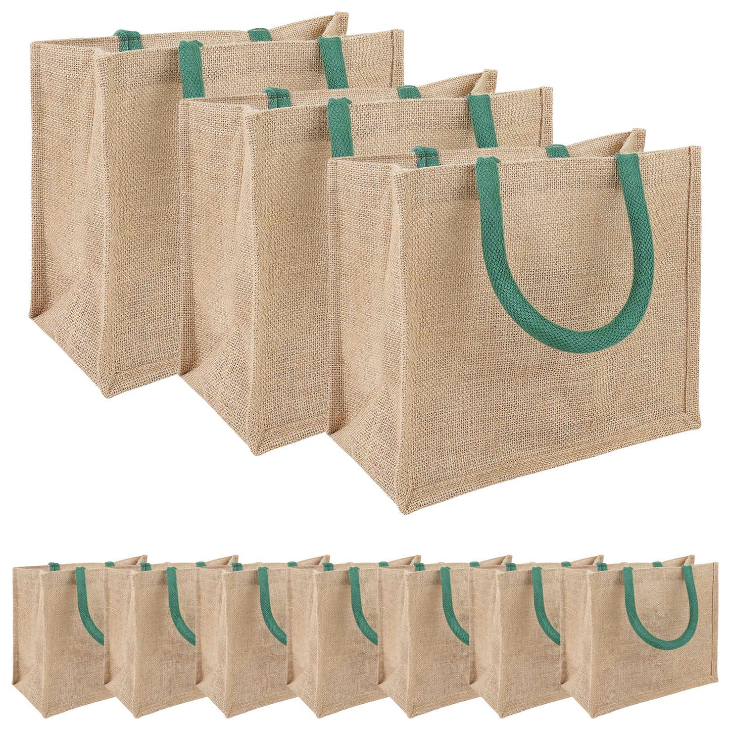 Jute tasker 10 Naturlig og Grøn 26 x 22 x 14 cm 100% Tossa Jute