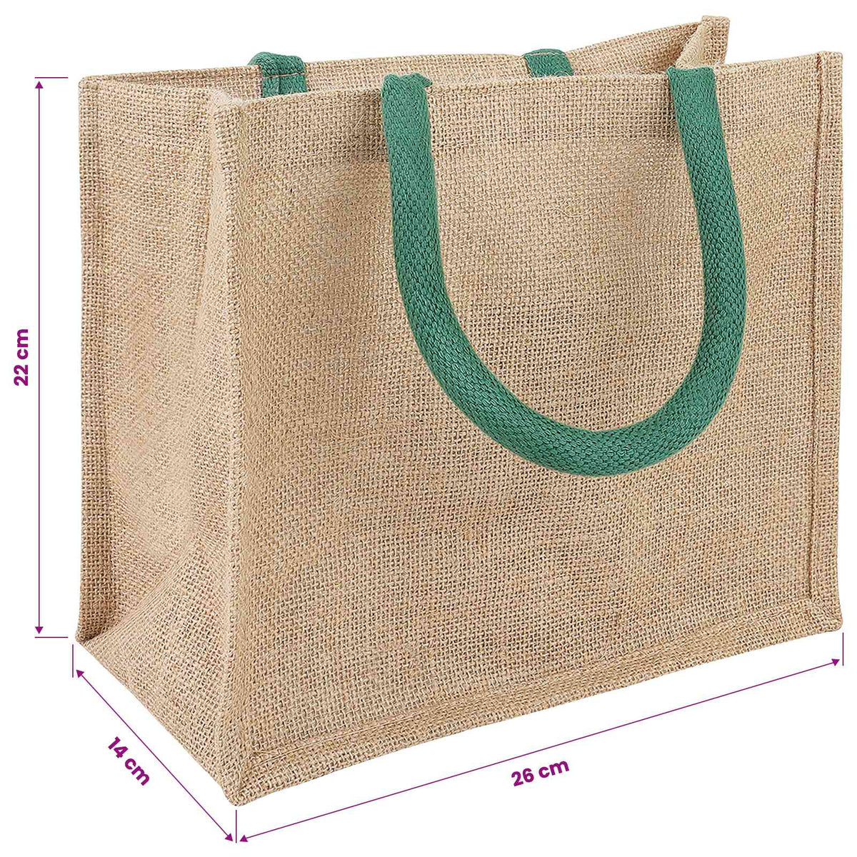 Jute tasker 10 Naturlig og Grøn 26 x 22 x 14 cm 100% Tossa Jute