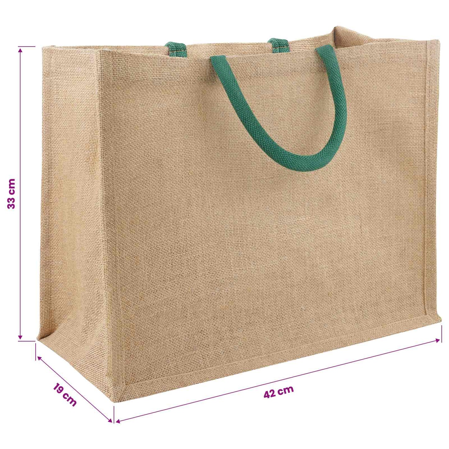 Jute tasker 5 Naturlig og Grøn 42 x 33 x 19 cm 100% Tossa Jute