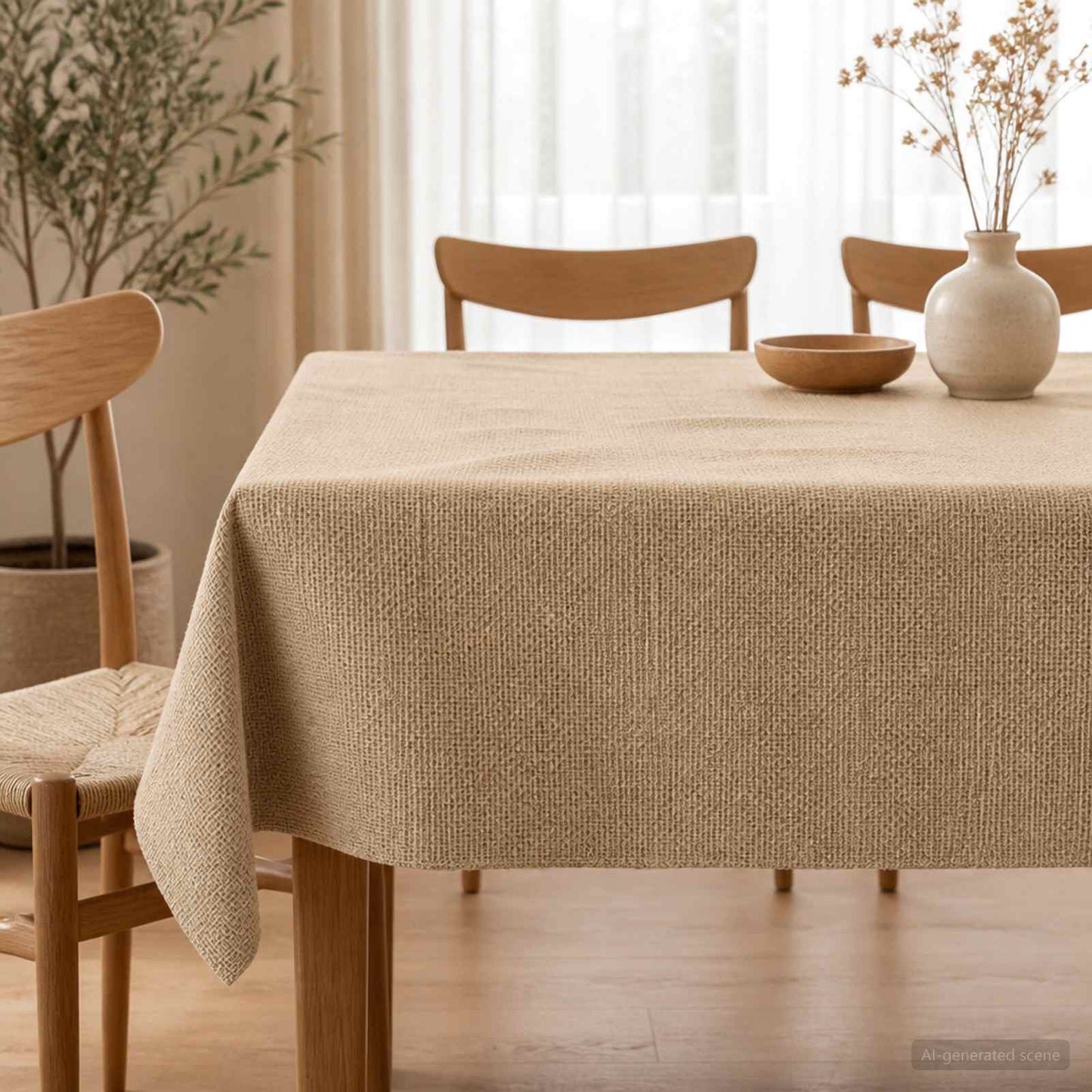 Jute Dækmotiv Naturfarvet Ø 140 cm 100% Tossa Jute