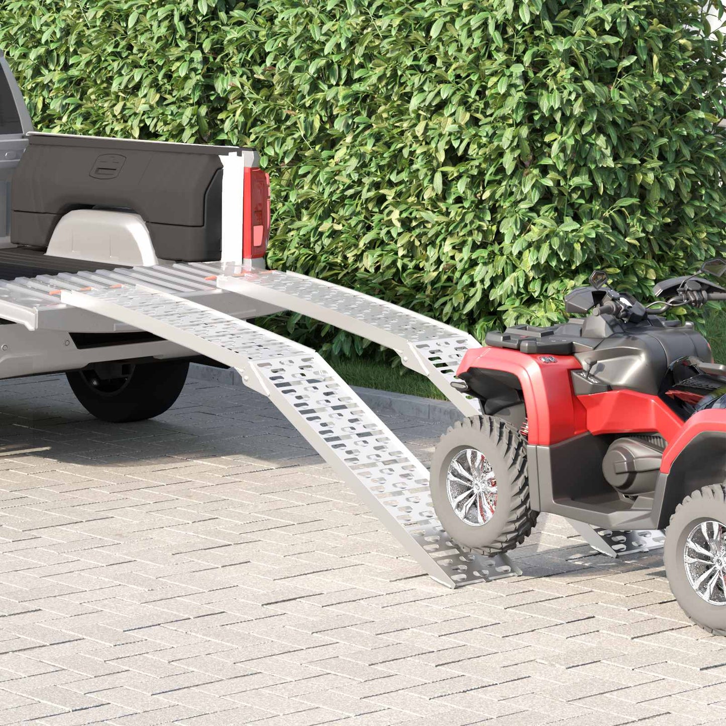 Sammenfoldelig motorcykelrampe 340 kg pr. rampe 2 pcs Sølv