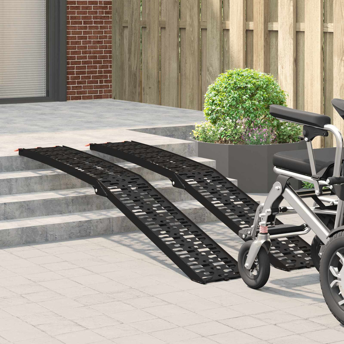 Sammenfoldelig motorcykelrampe 340 kg pr. rampe 2 stk. Sort