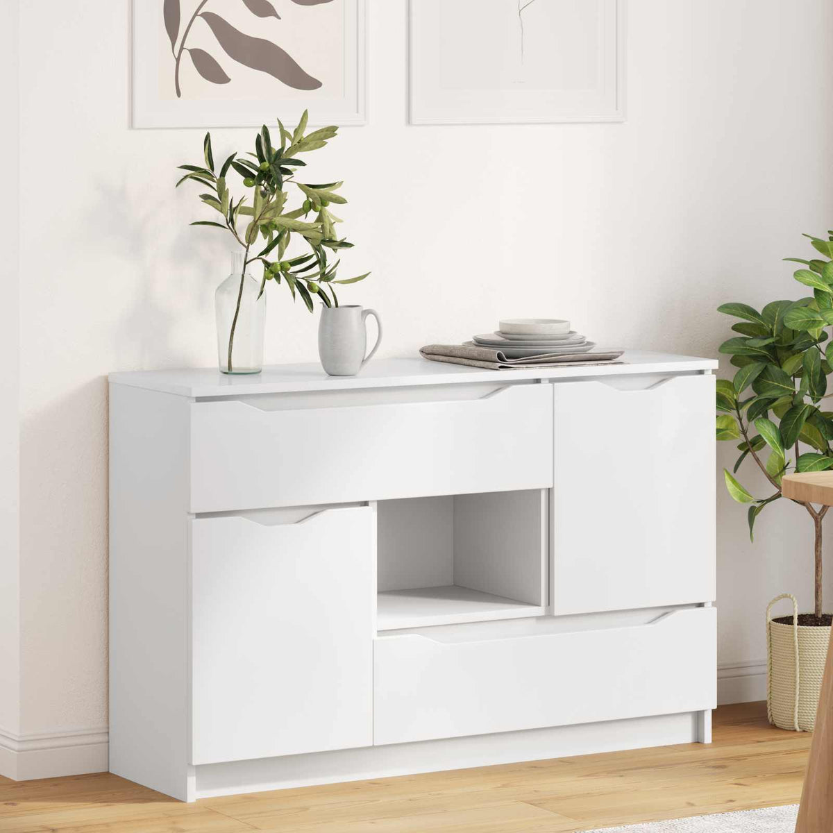 Sideboard Hvid 100 x 30 x 65,6 Konstrueret træ