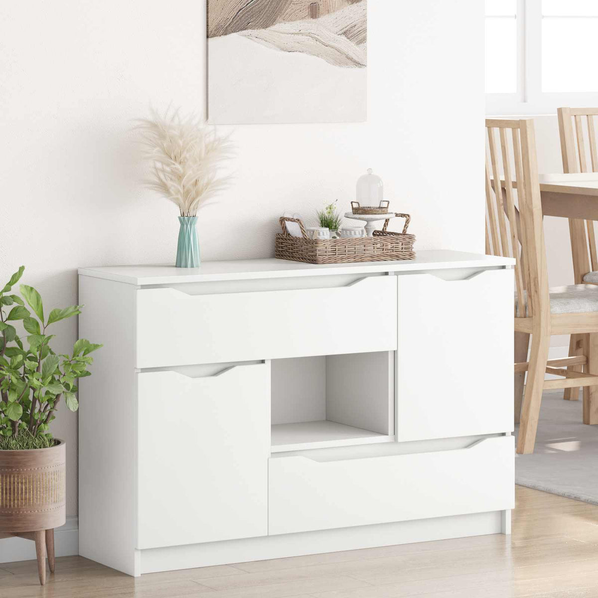 Sideboard Hvid 100 x 30 x 65,6 Konstrueret træ