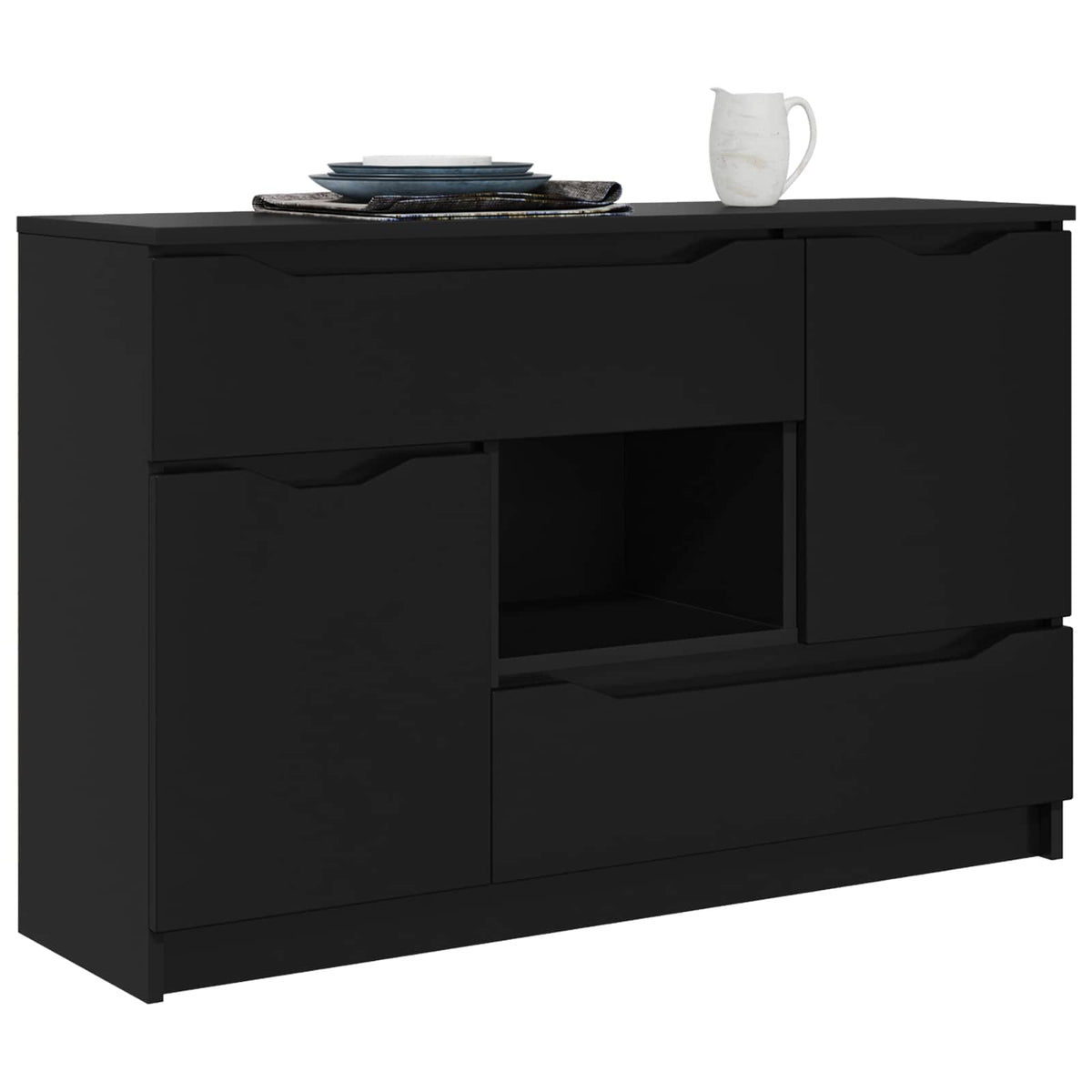 Sideboard Sort 100 x 30 x 65,6 Konstrueret træ