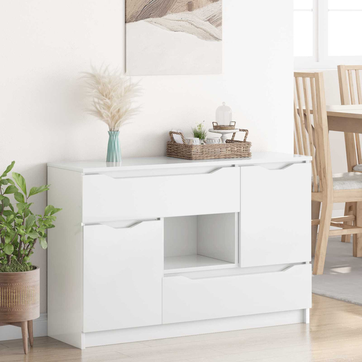 Sideboard Høj gloss hvid 100 x 30 x 65,6 Konstrueret træ