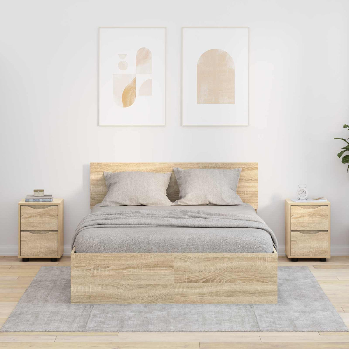 Sengeborde 2 stk. Sonoma eg 30,5 x 30 x 43 cm Konstrueret træ