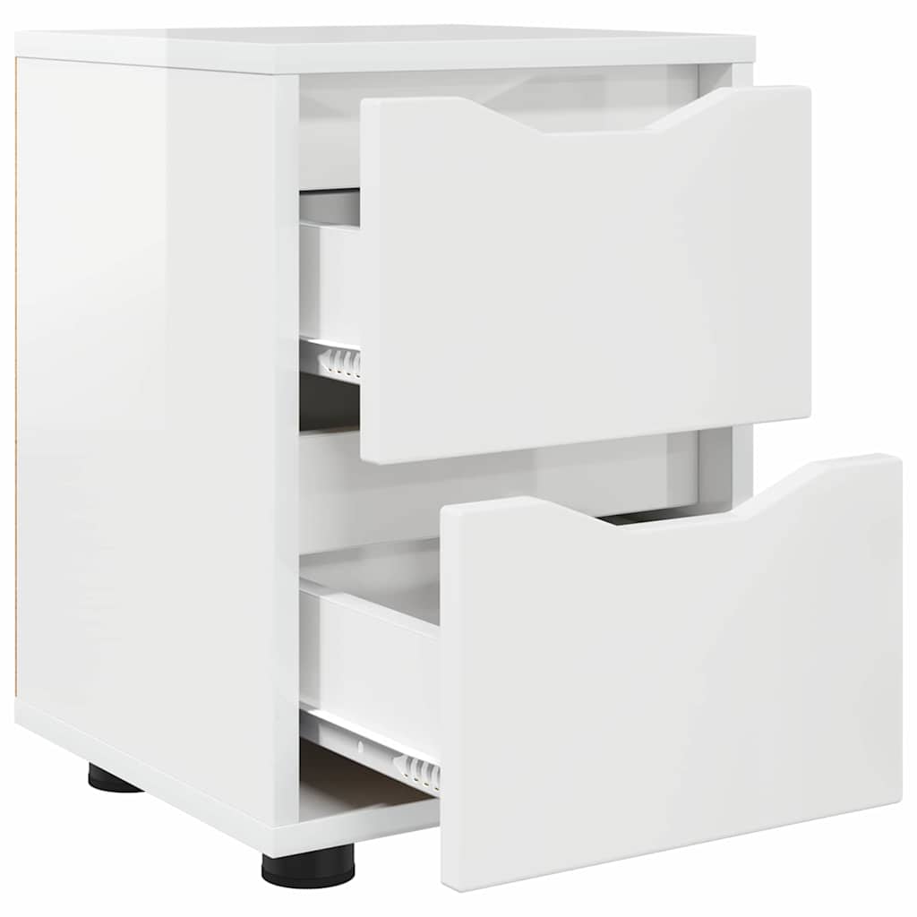Sengeborde 2 stk. Høj gloss hvid 30,5 x 30 x 43 cm