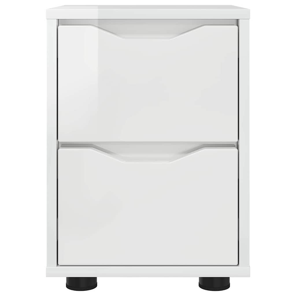 Sengeborde 2 stk. Høj gloss hvid 30,5 x 30 x 43 cm