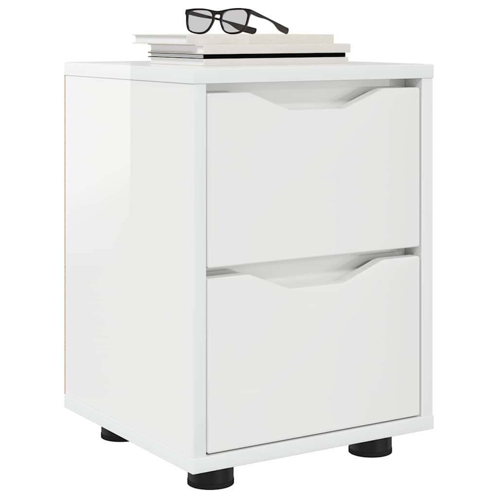 Sengeborde 2 stk. Høj gloss hvid 30,5 x 30 x 43 cm