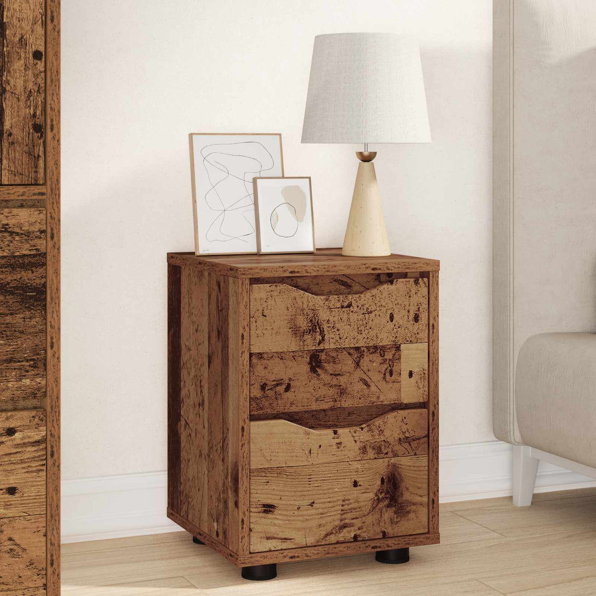 Sengeborde 2 stk. Gammelt træ 30,5 x 30 x 43 cm Konstrueret træ