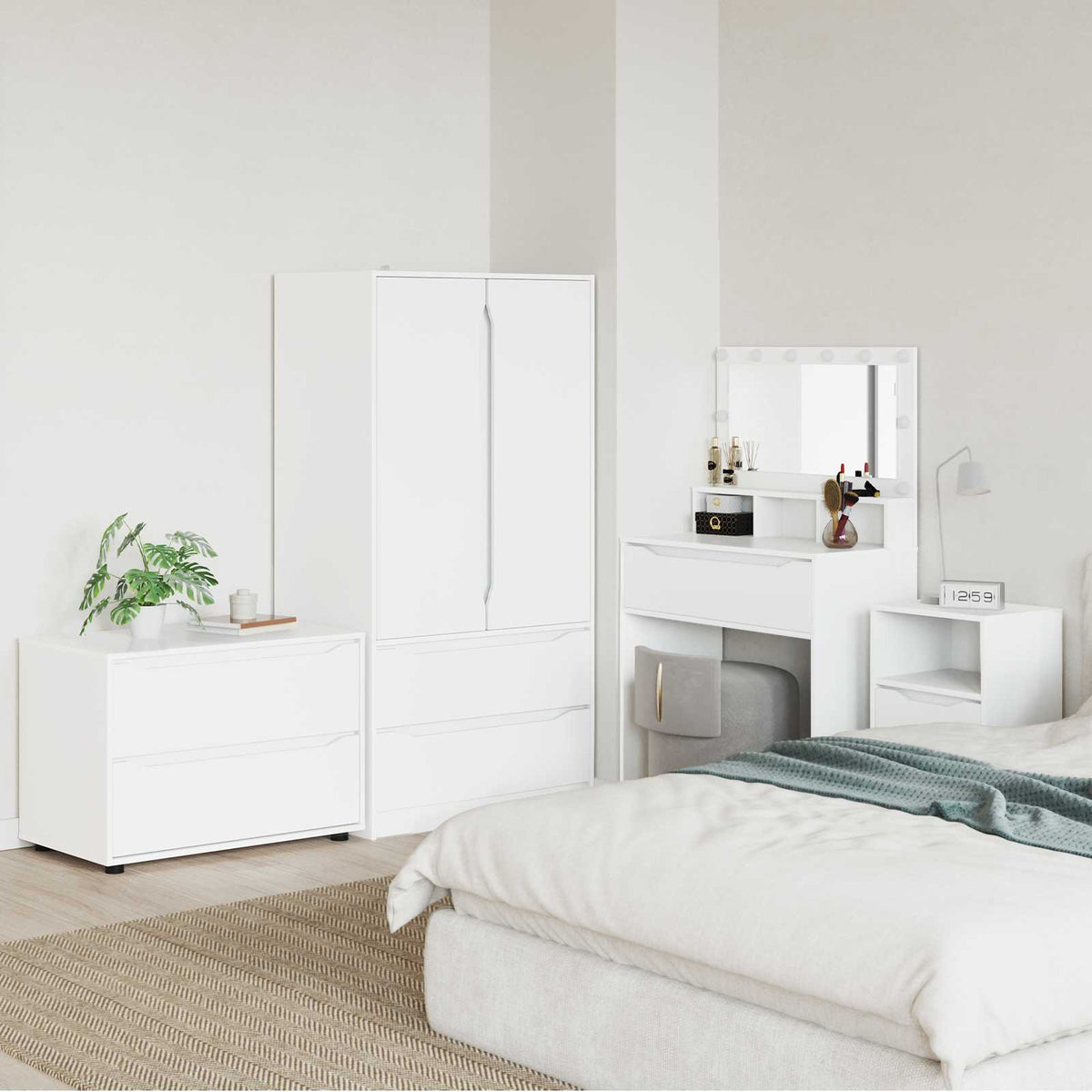 Opbevaringsskab 80 x 48 x 57 cm Konstrueret træ Hvid