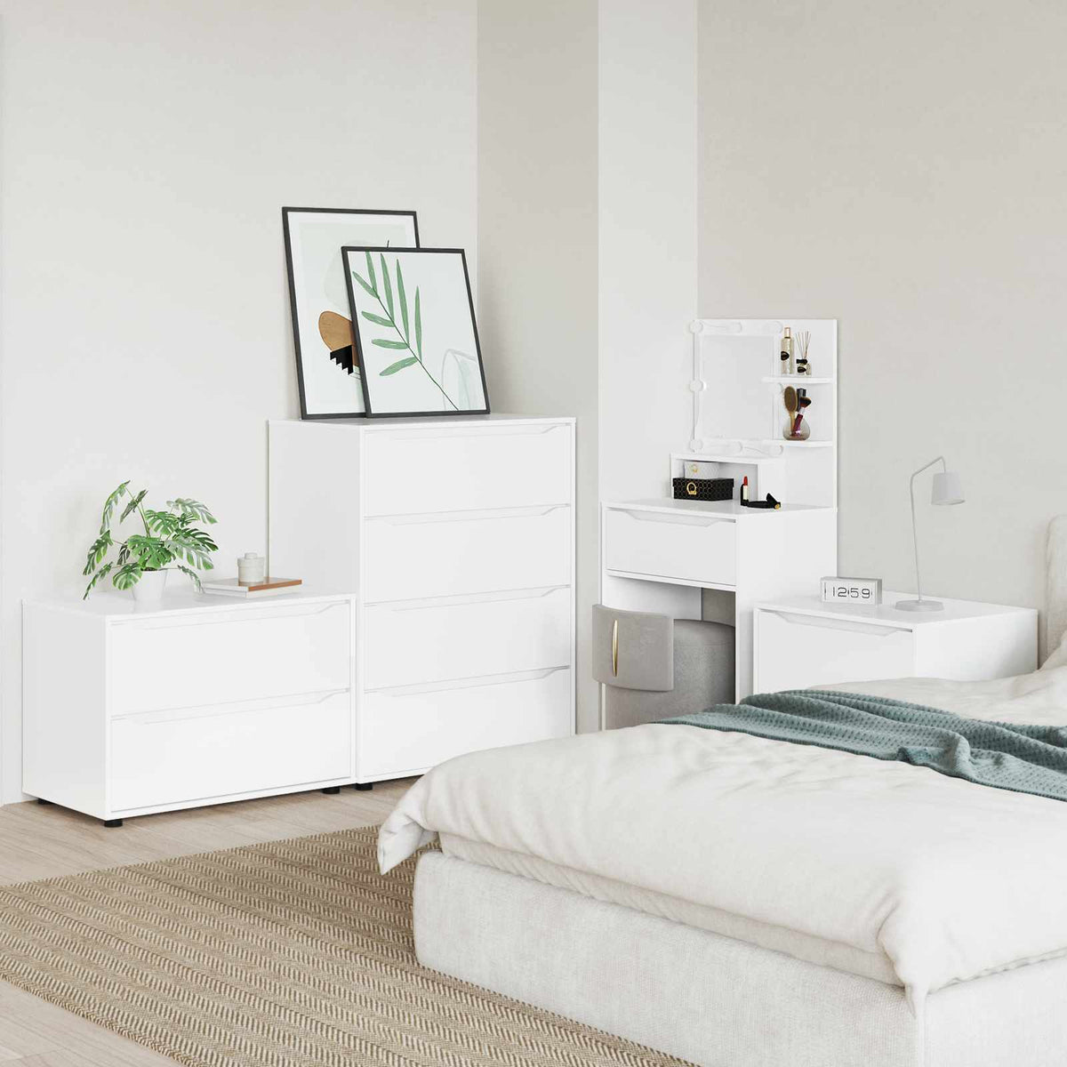 Opbevaringsskab 80 x 48 x 57 cm Konstrueret træ Hvid