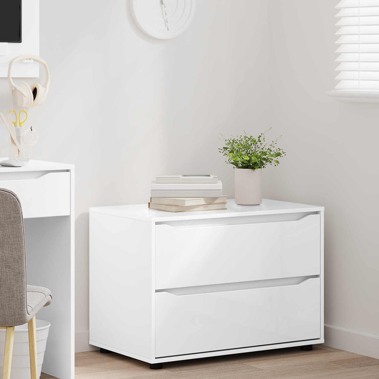 Opbevaringsskab 80 x 48 x 57 cm Konstrueret træ Hvid