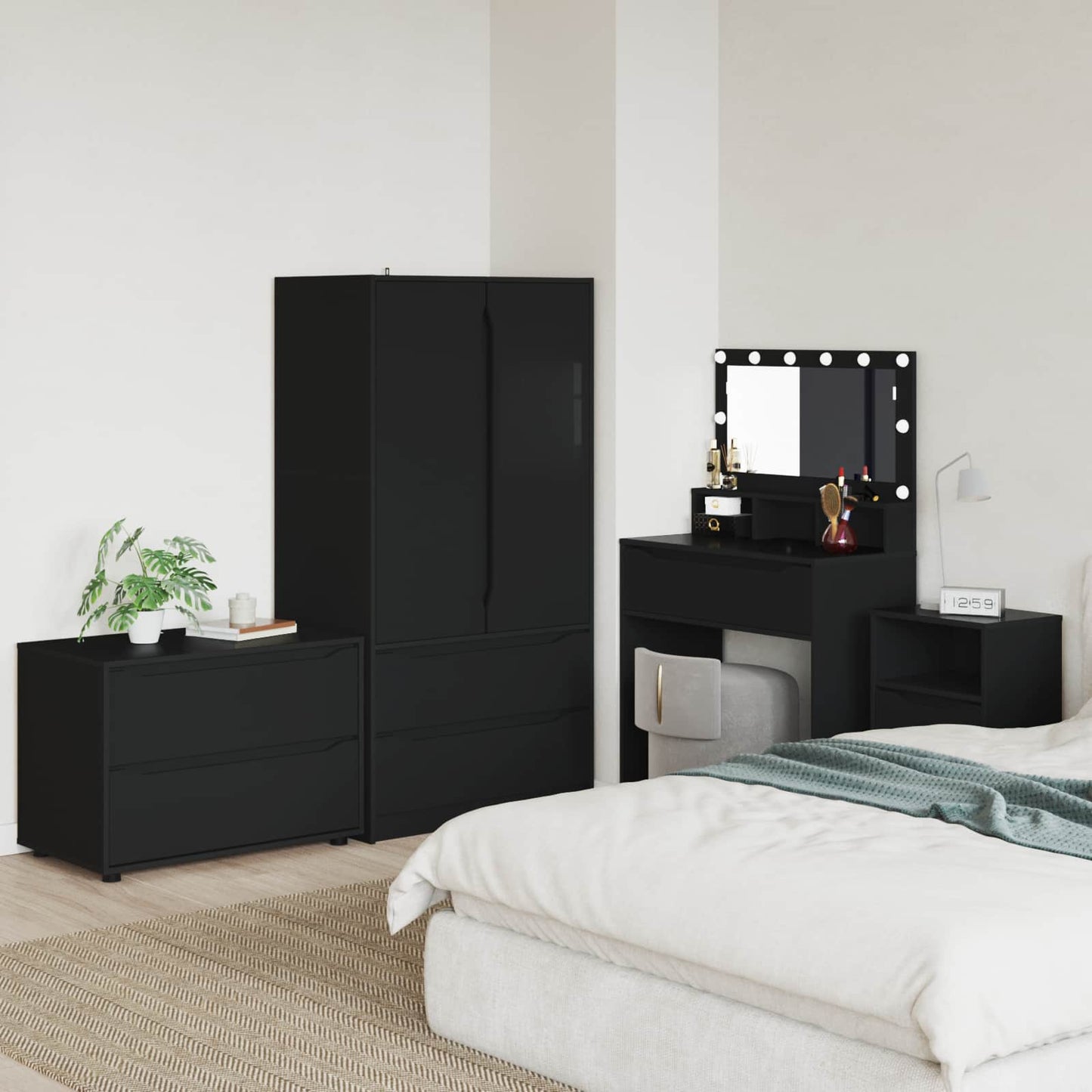 Opbevaringsskab 80 x 48 x 57 cm Konstrueret træ Sort