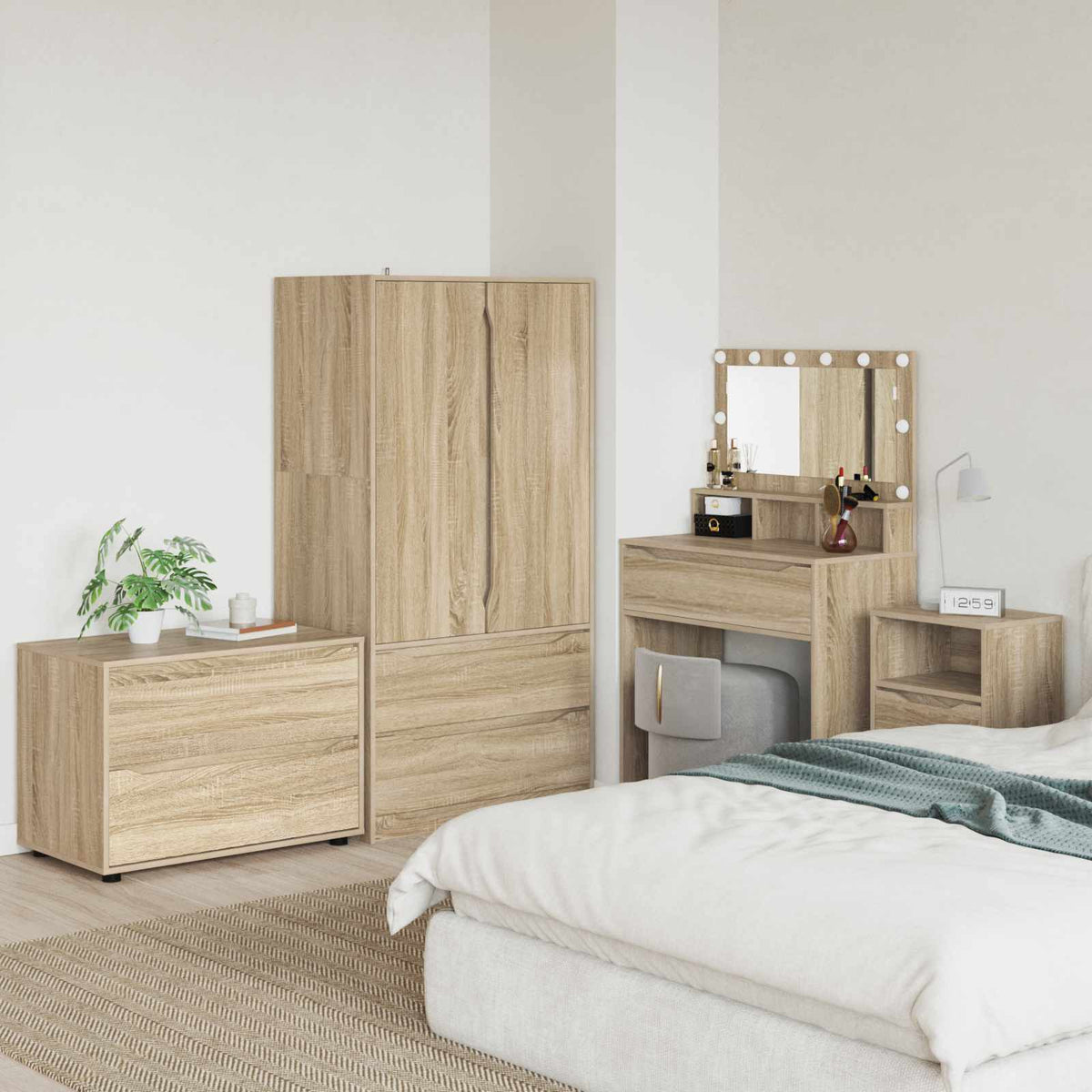 Opbevaringsskab 80 x 48 x 57 cm Konstrueret træ Sonoma eg